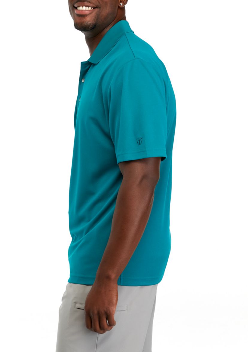 Mens Diamond Texture Polo Shirt with Ribbed Collar