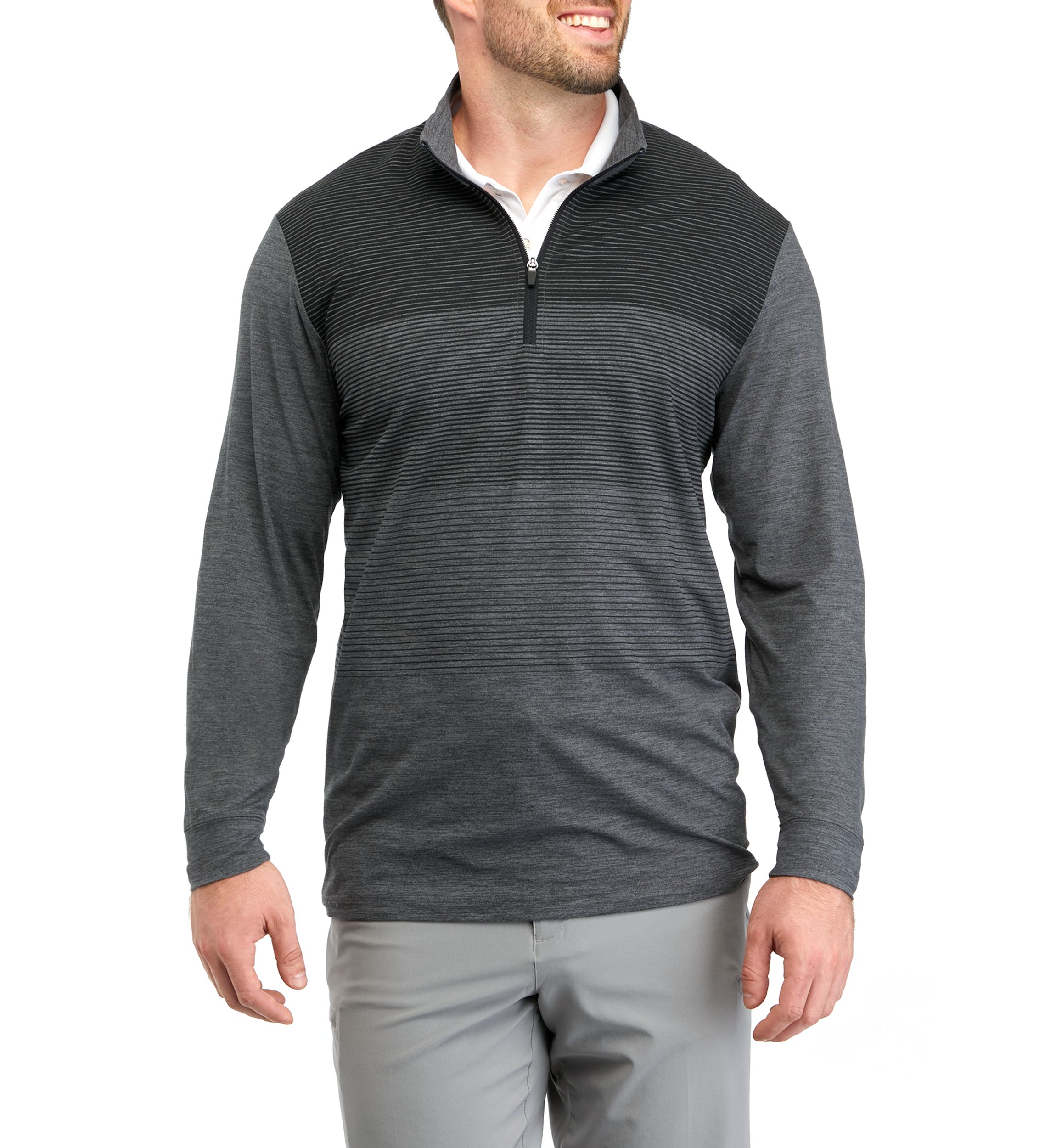 Big & Tall Ombré Stripe Quarter Zip Pullover