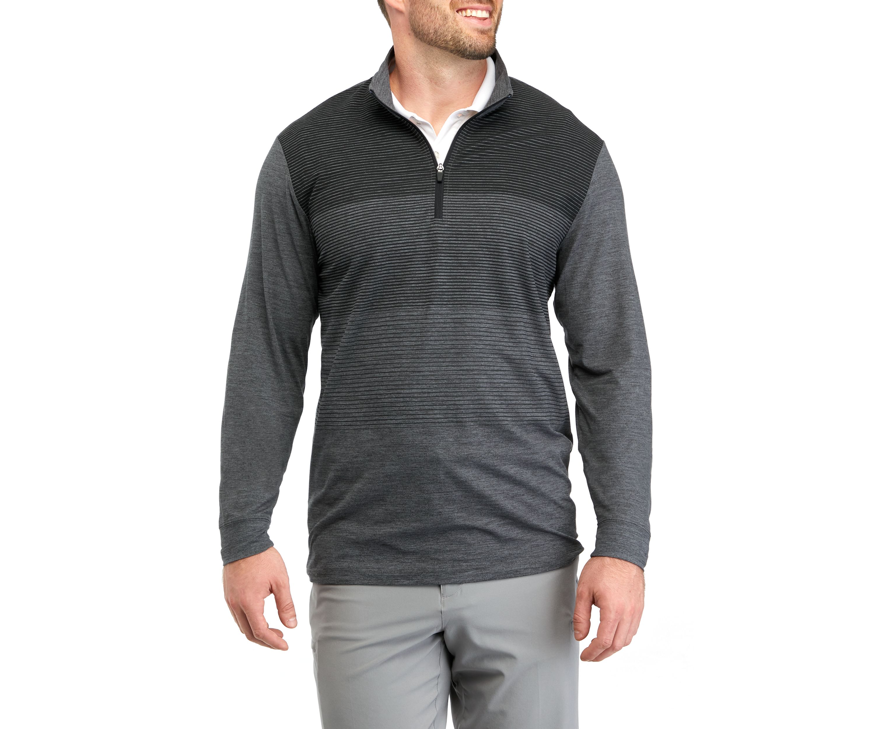 Big & Tall Ombré Stripe Quarter Zip Pullover