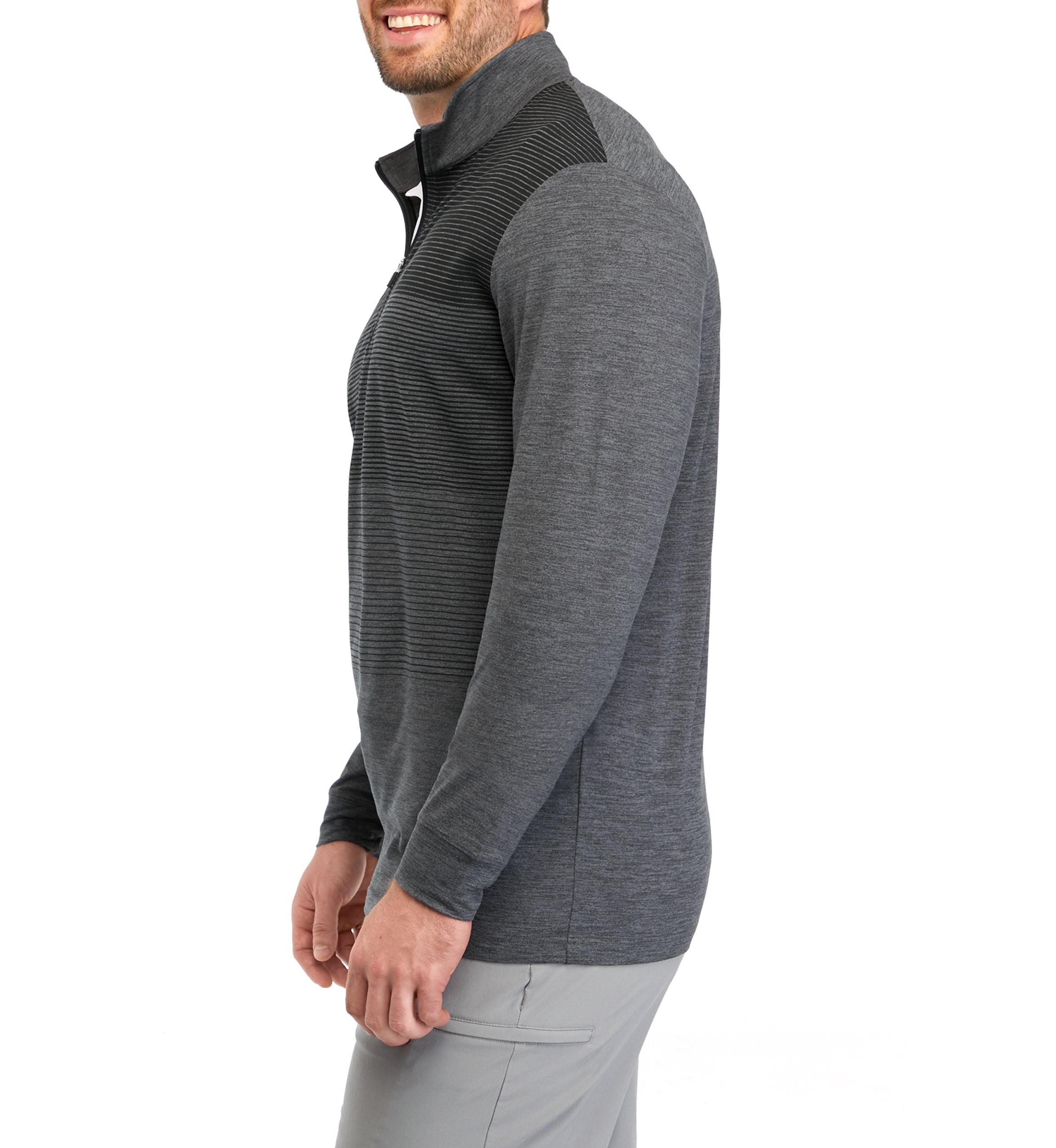Big & Tall Ombré Stripe Quarter Zip Pullover