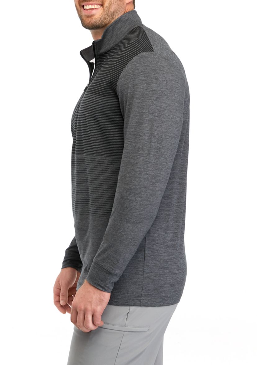 Big & Tall Ombré Stripe Quarter Zip Pullover