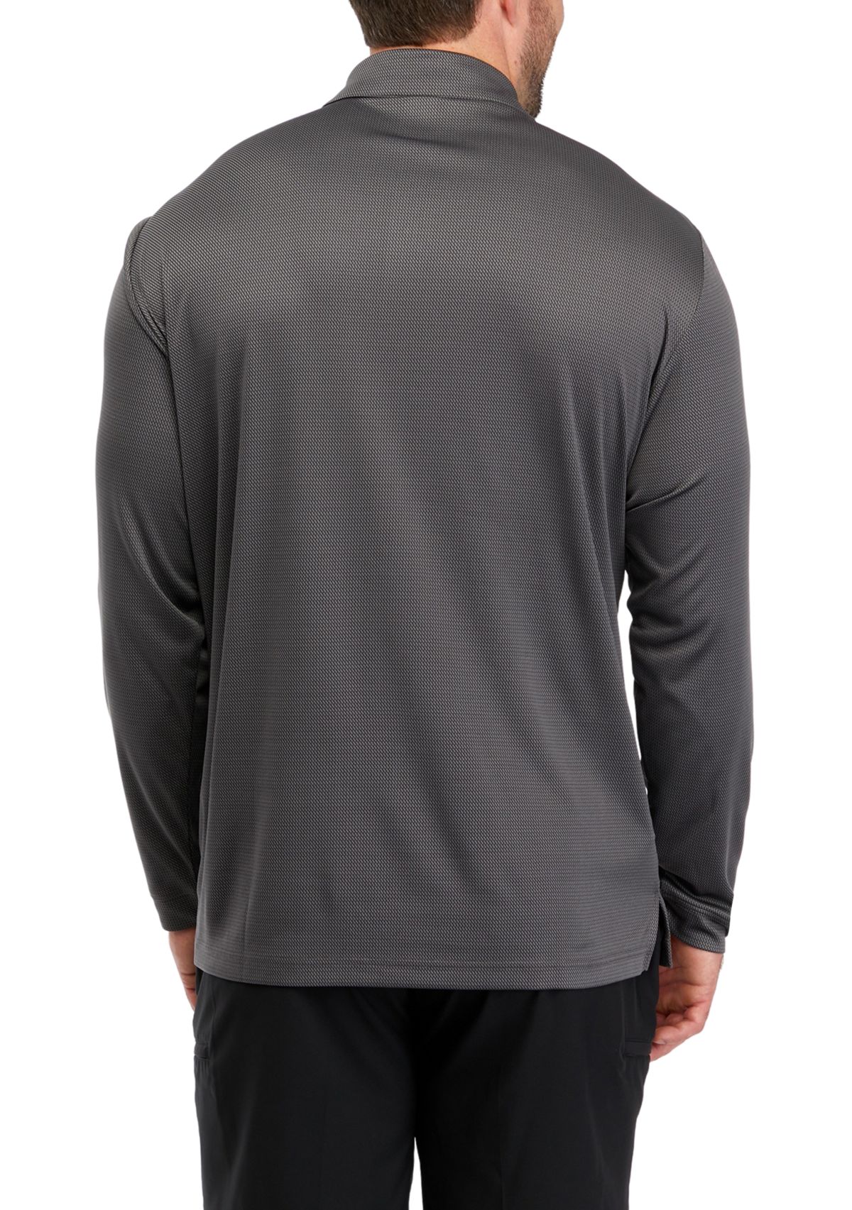 Big & Tall Long Sleeve Mini Jacquard Polo Shirt