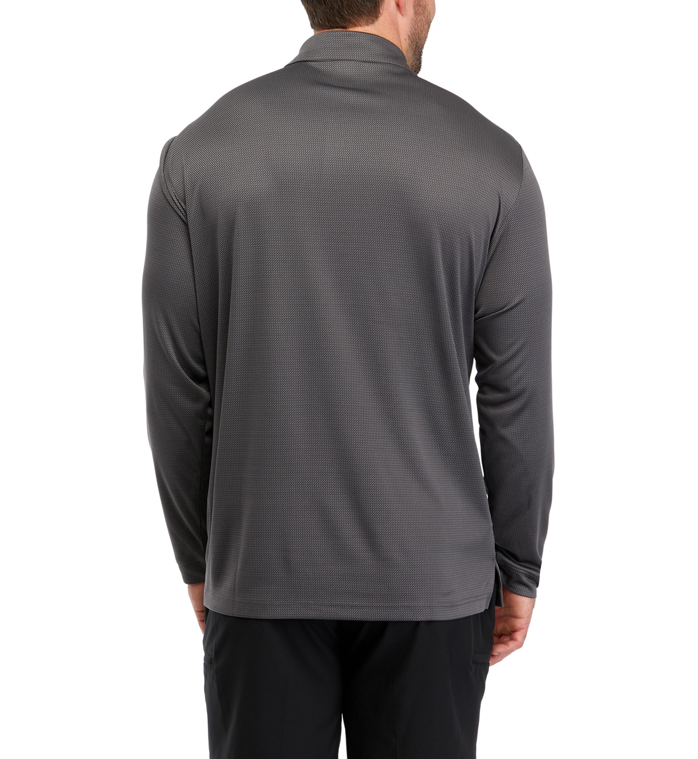 Big & Tall Long Sleeve Mini Jacquard Polo Shirt