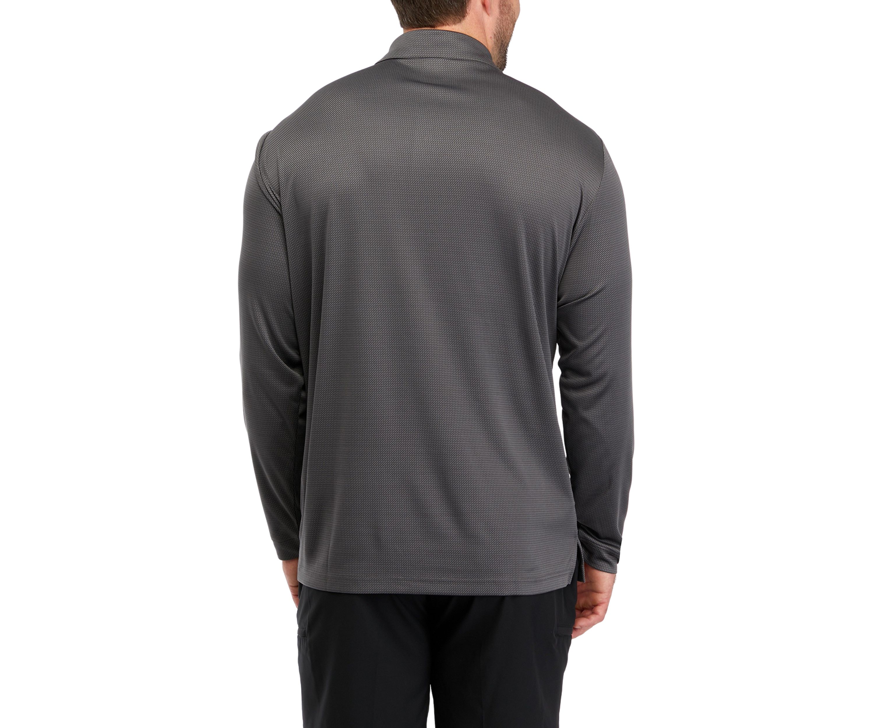 Big & Tall Long Sleeve Mini Jacquard Polo Shirt