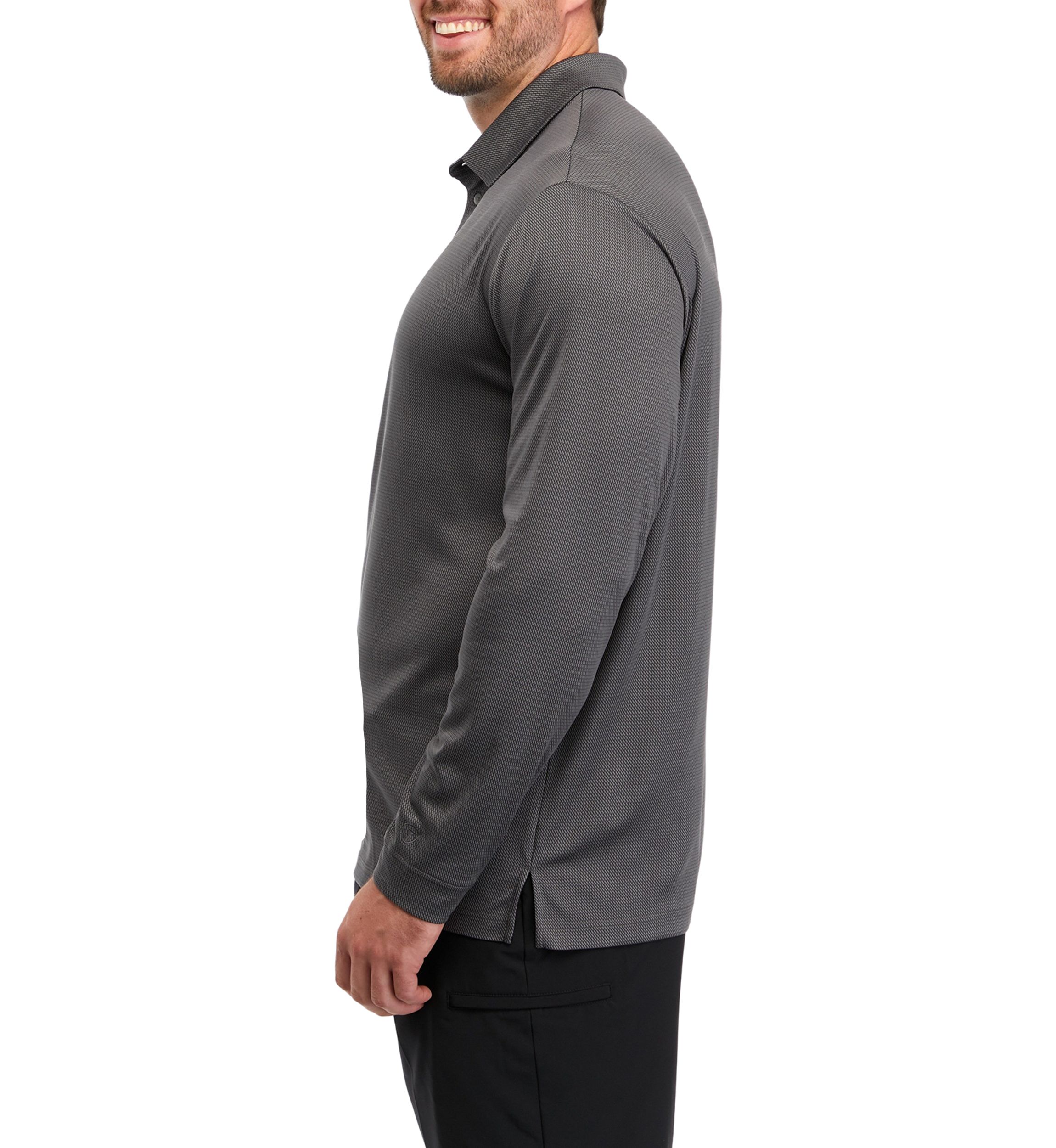 Big & Tall Long Sleeve Mini Jacquard Polo Shirt