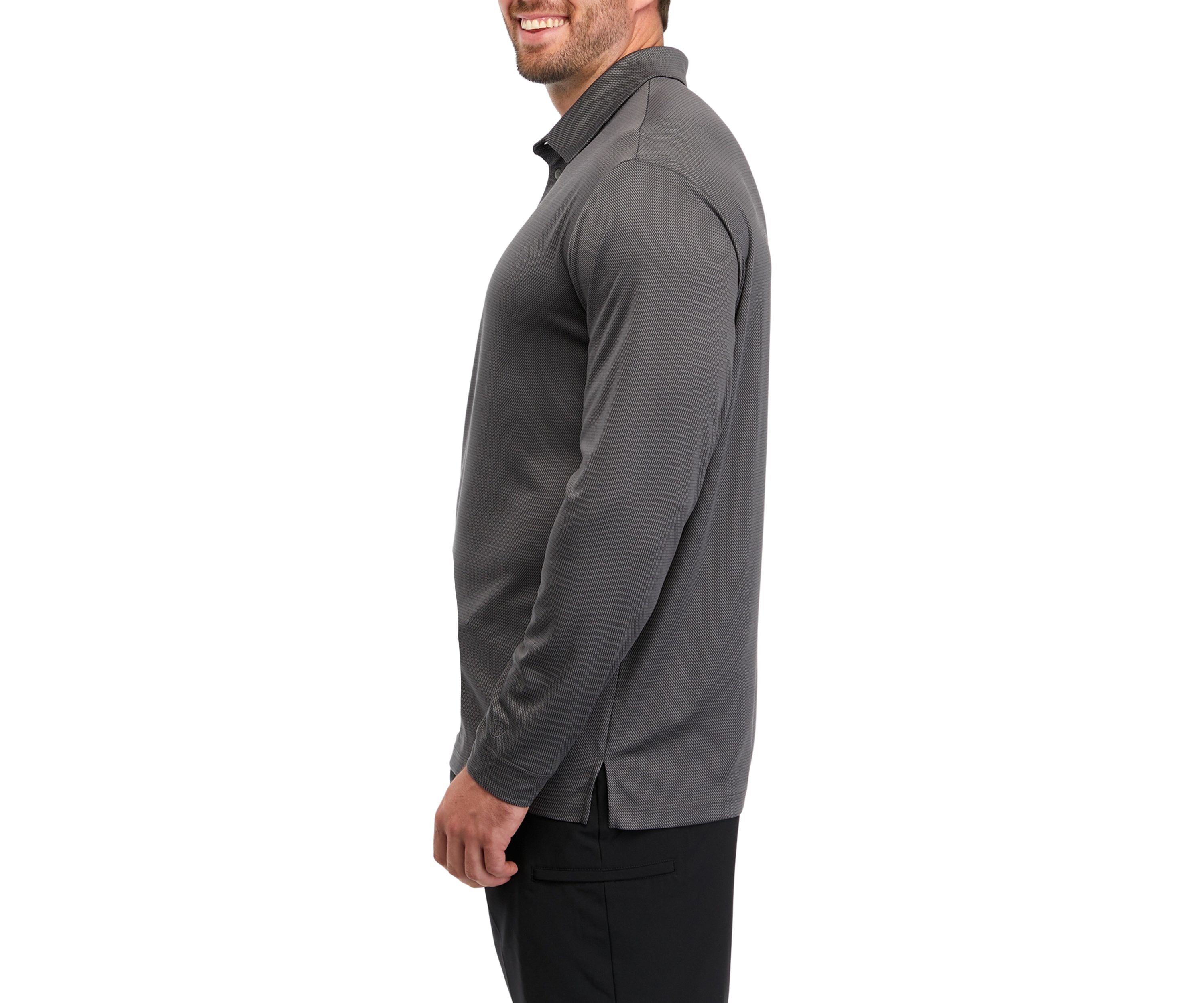 Big & Tall Long Sleeve Mini Jacquard Polo Shirt