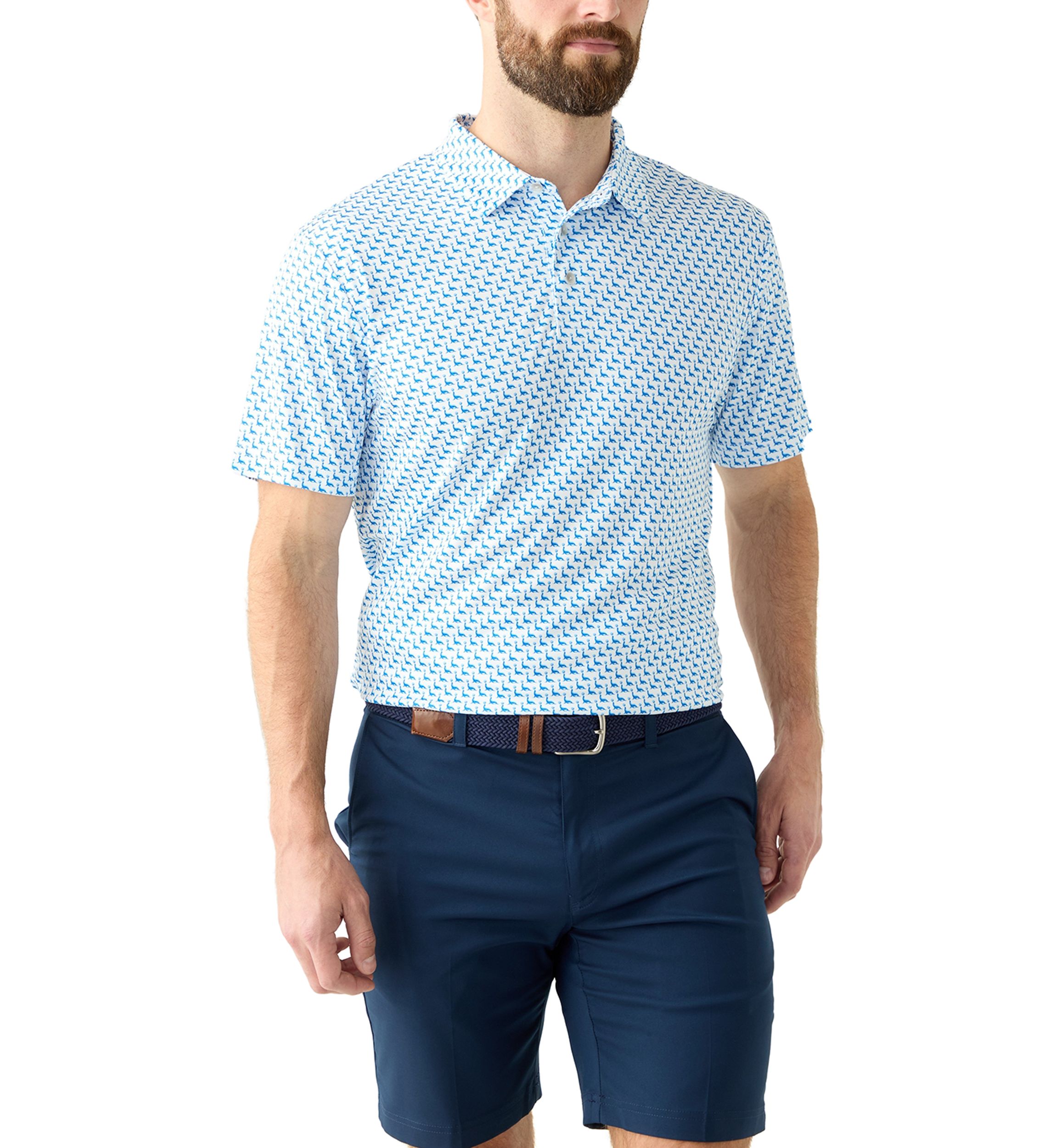 Mens Short Sleeve Seal Printed Polo Shirt