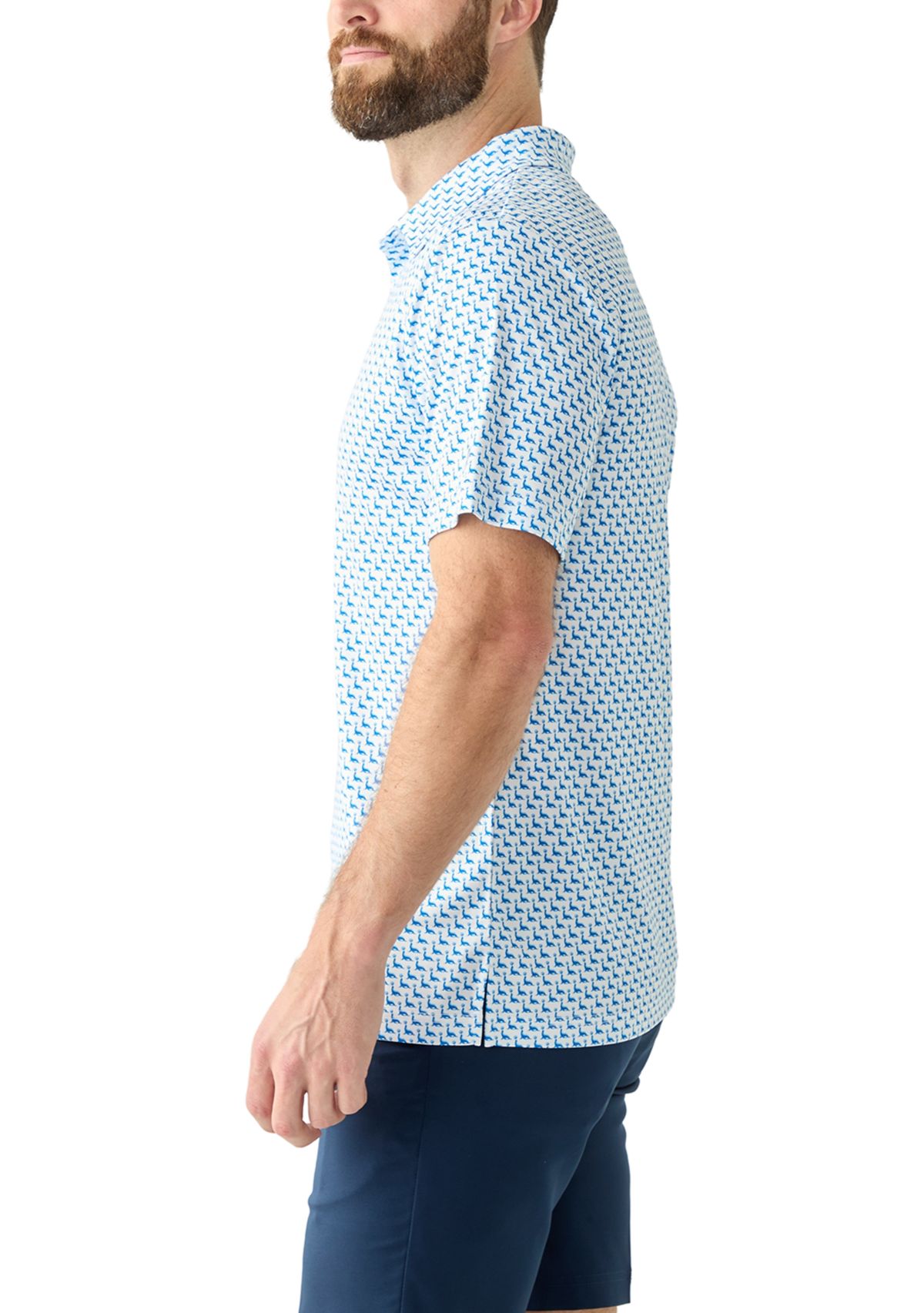 Mens Short Sleeve Seal Printed Polo Shirt