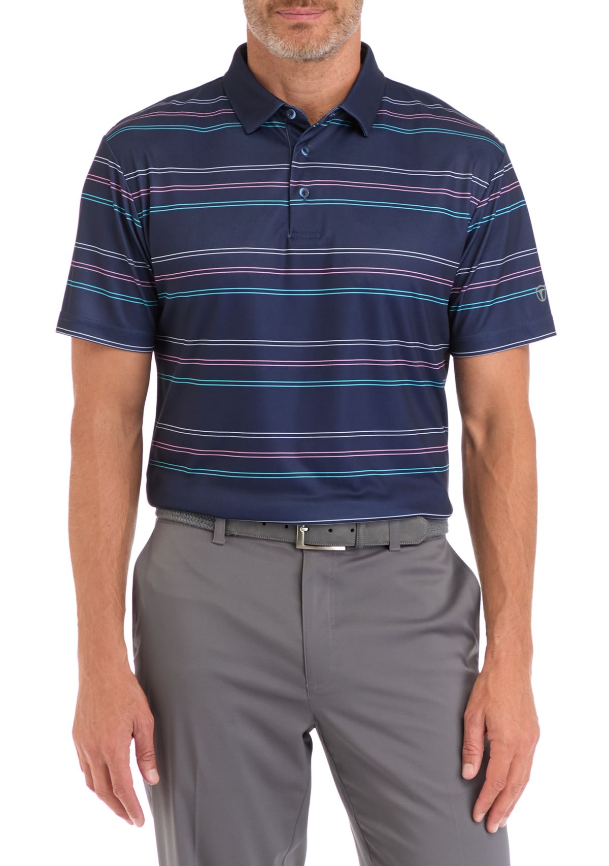 Mens Tight Rope Allover Striped Polo Shirt