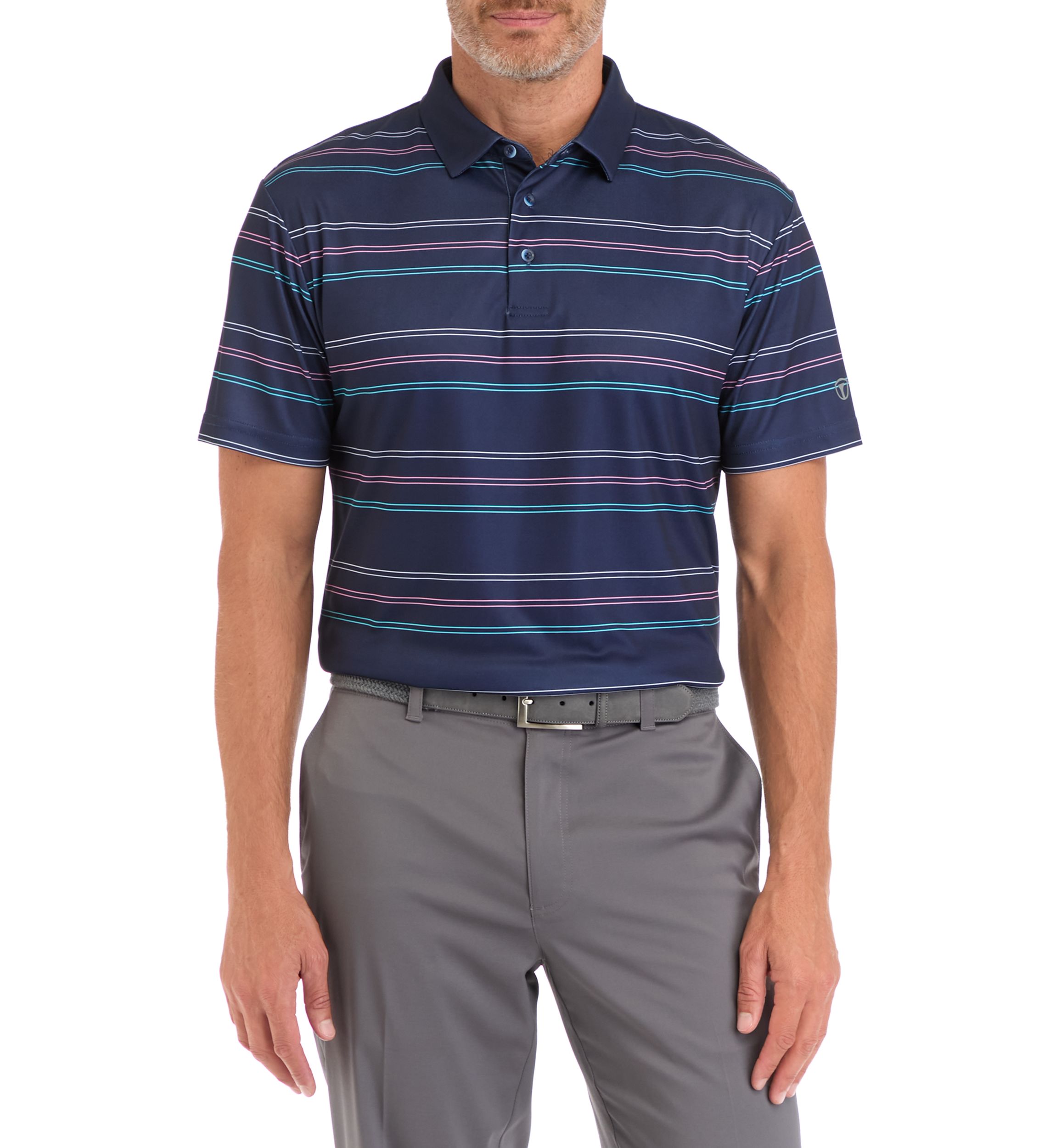 Mens Tight Rope Allover Striped Polo Shirt
