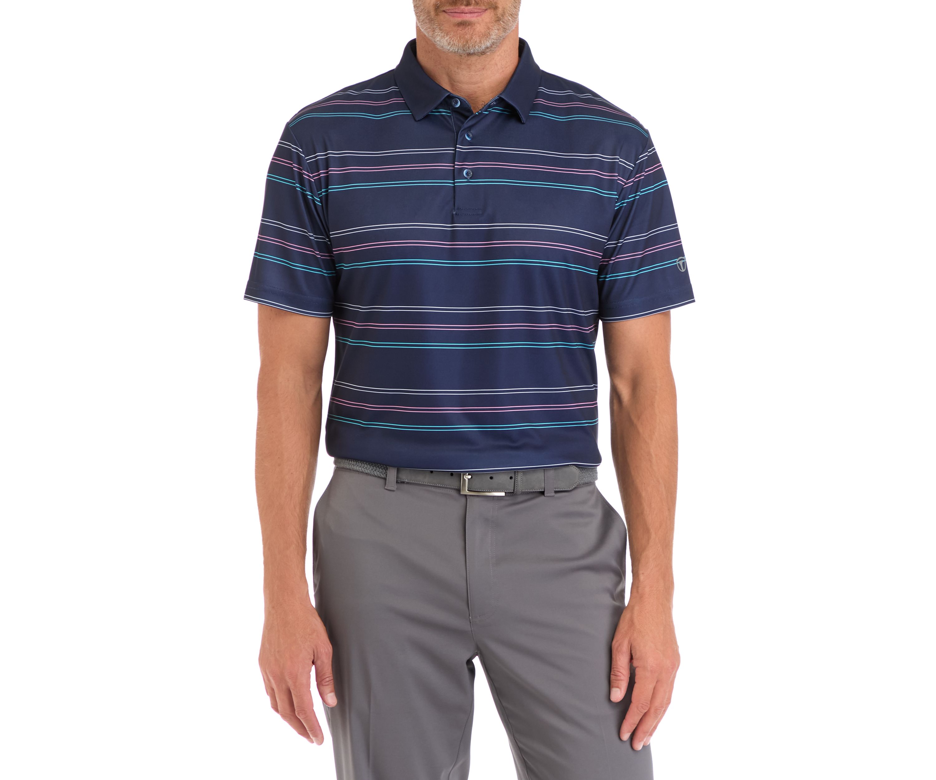 Mens Tight Rope Allover Striped Polo Shirt