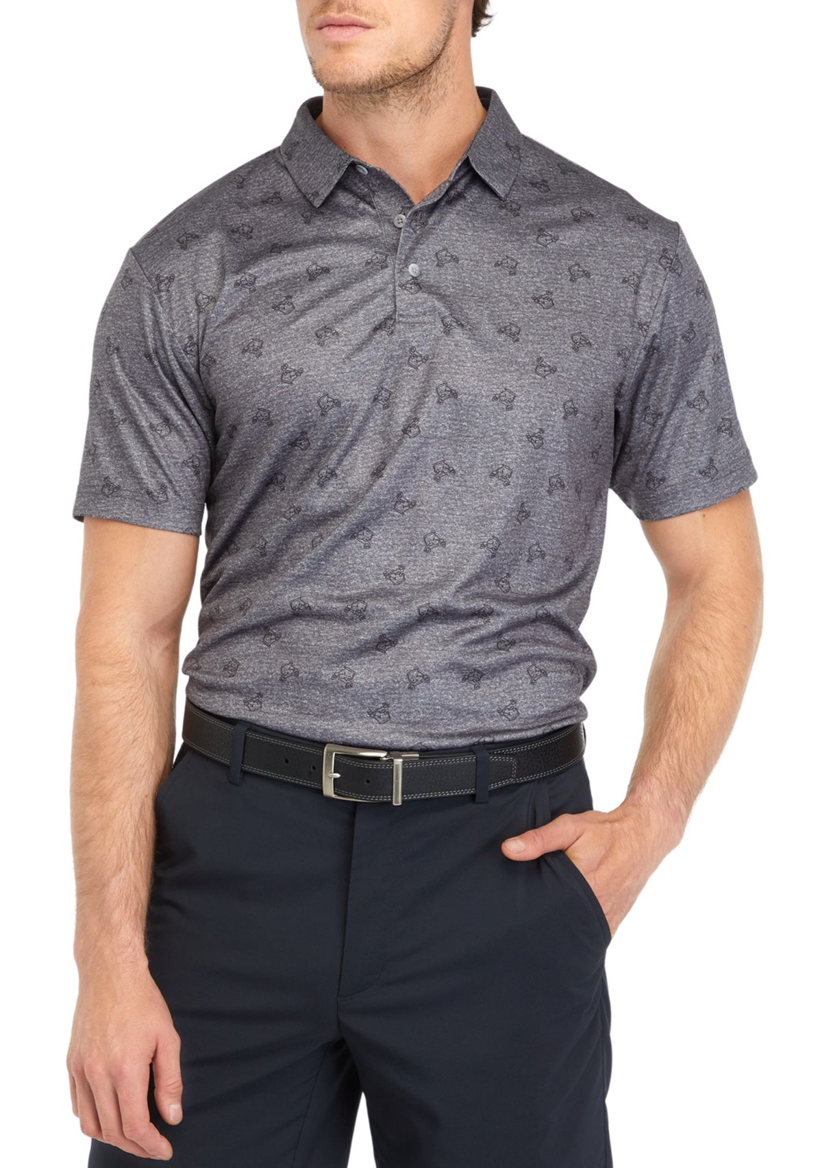 Mens Golf Cart Printed Polo Shirt