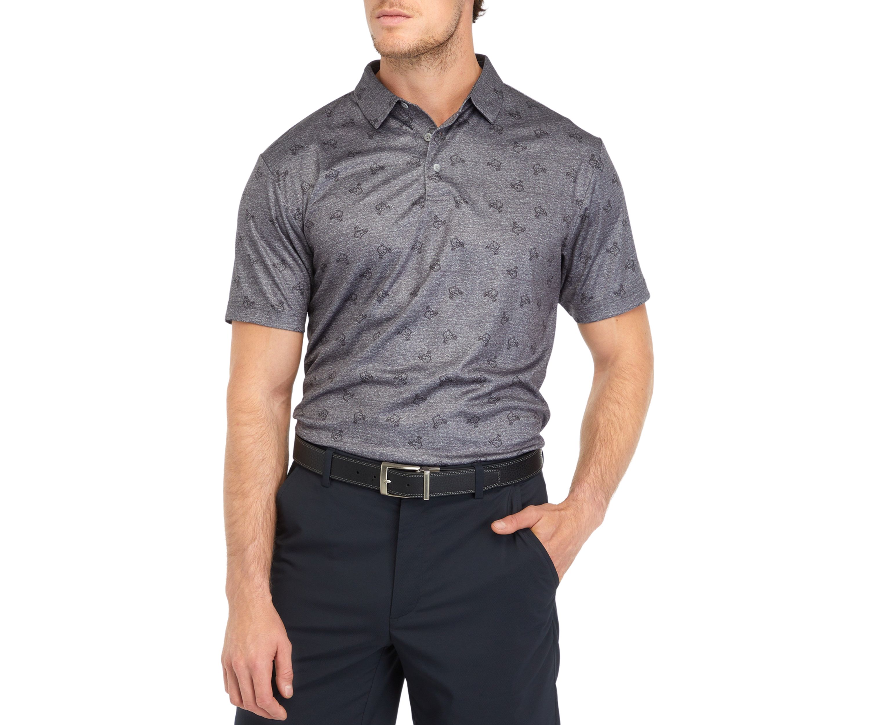 Mens Golf Cart Printed Polo Shirt