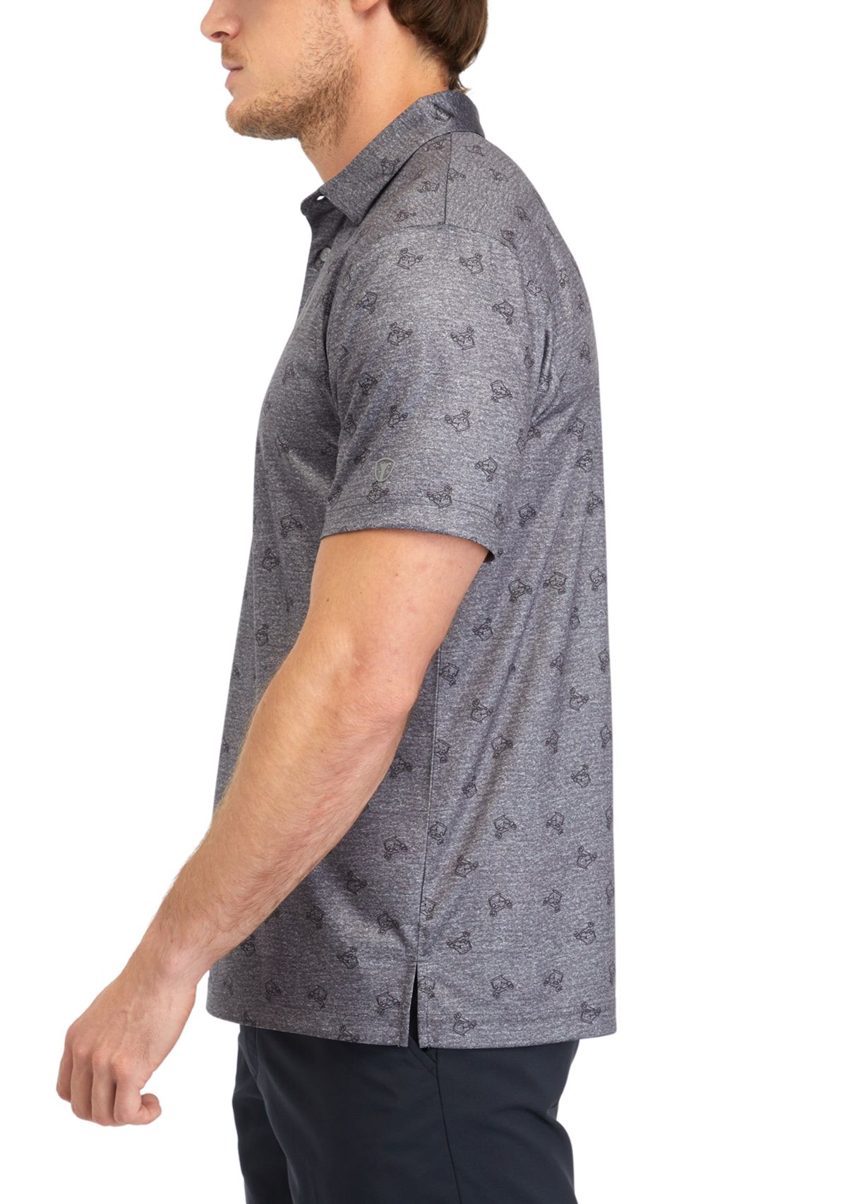 Mens Golf Cart Printed Polo Shirt