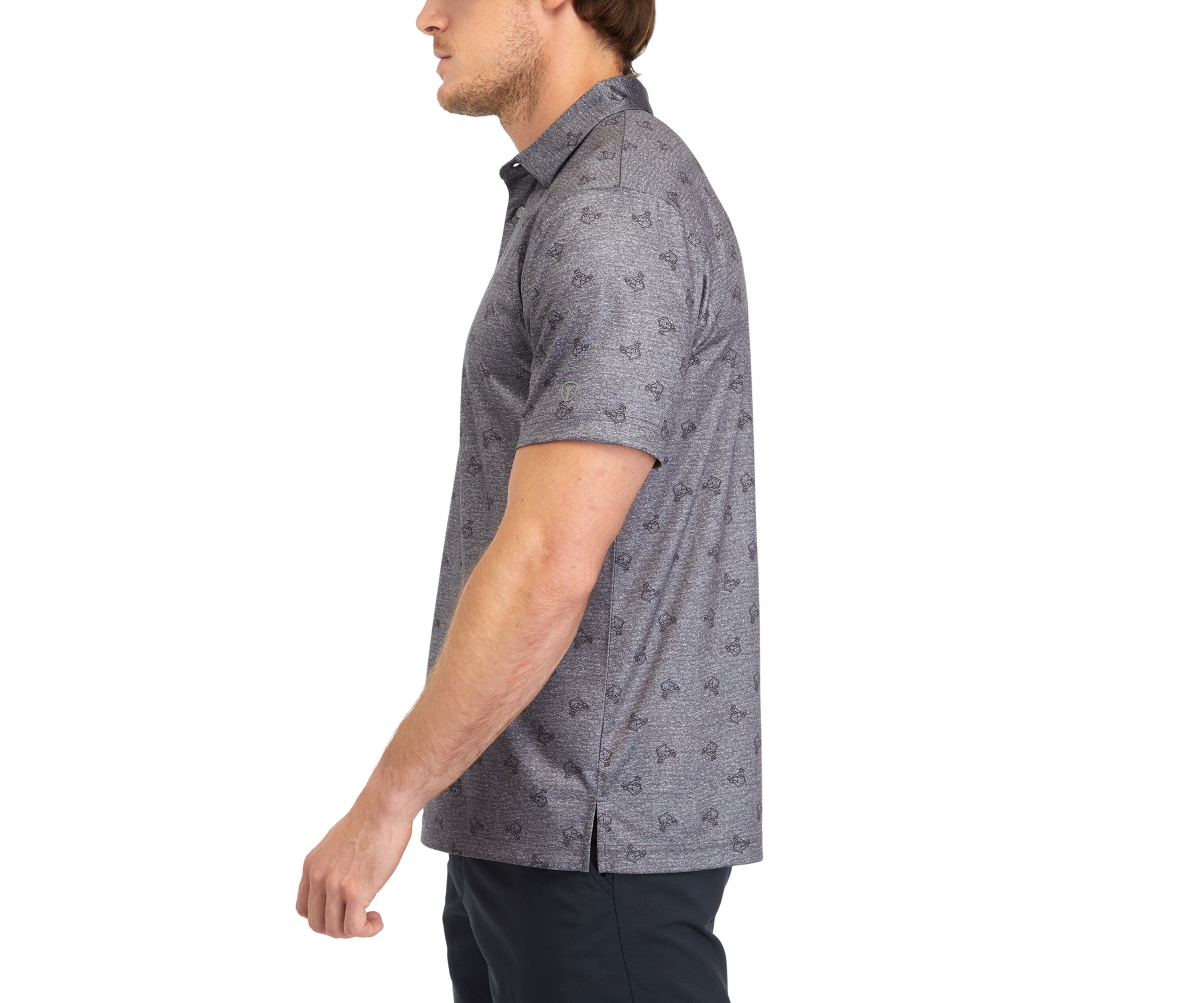 Mens Golf Cart Printed Polo Shirt