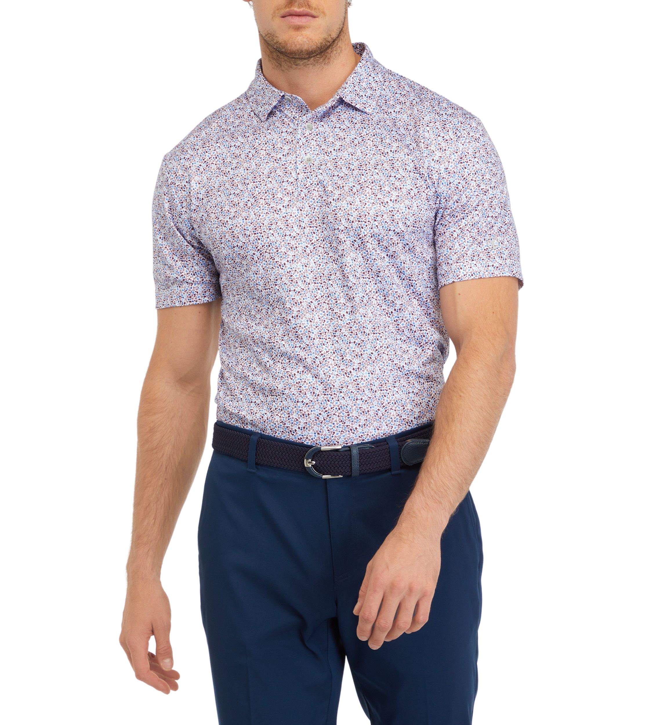 Mens Fall Foliage Printed Polo Shirt