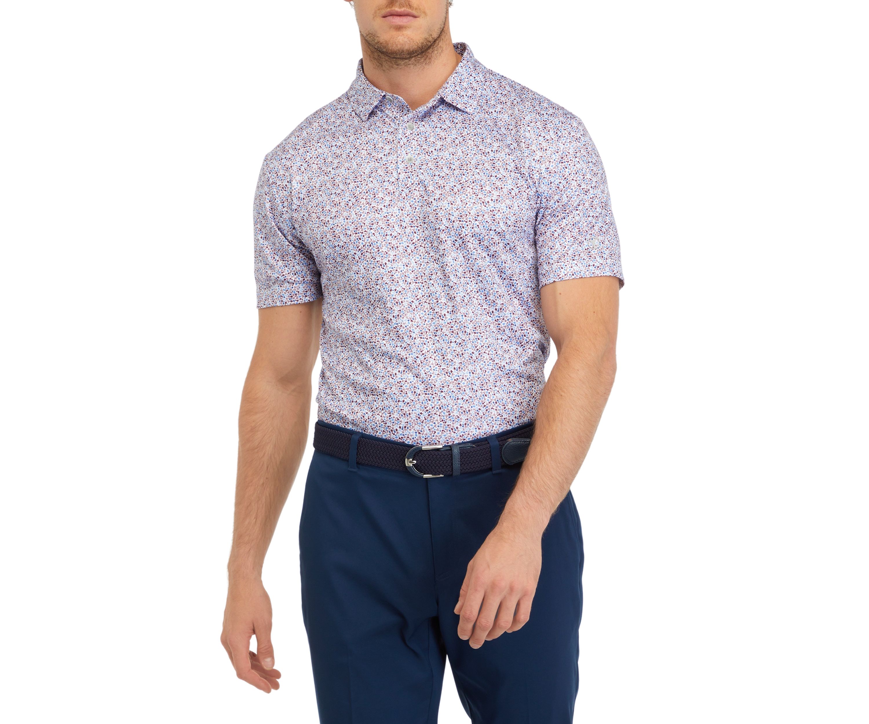 Mens Fall Foliage Printed Polo Shirt