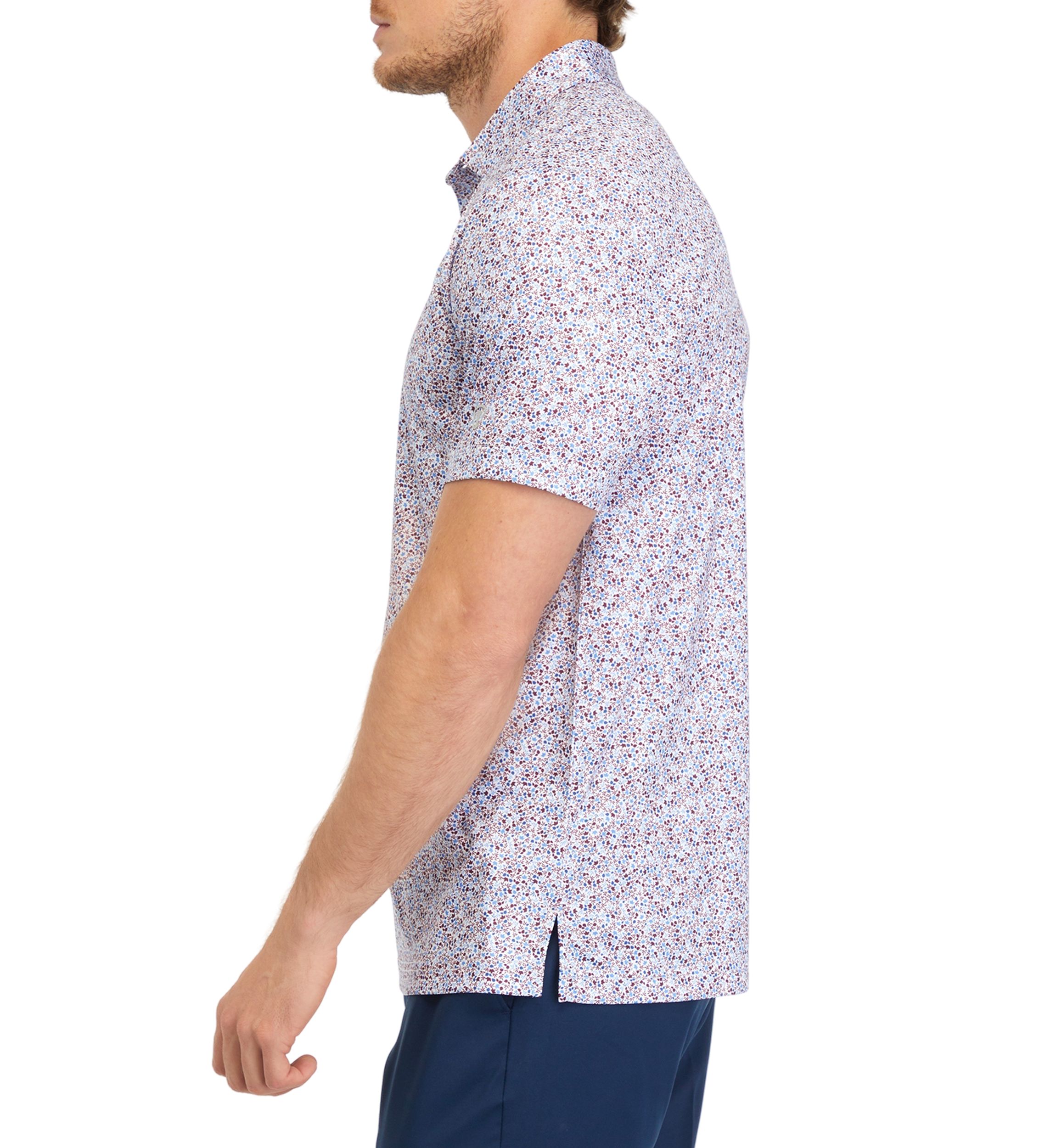 Mens Fall Foliage Printed Polo Shirt