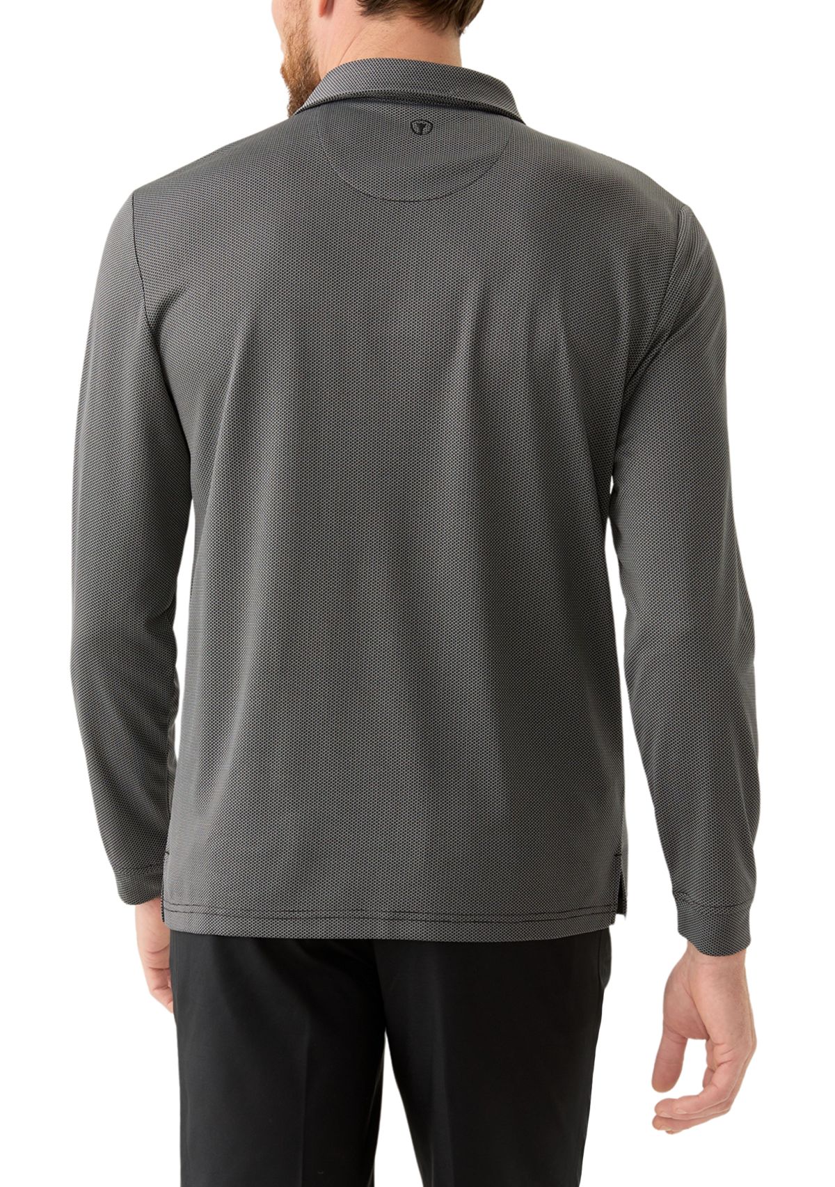 Mens Long Sleeve Jacquard Polo Shirt 