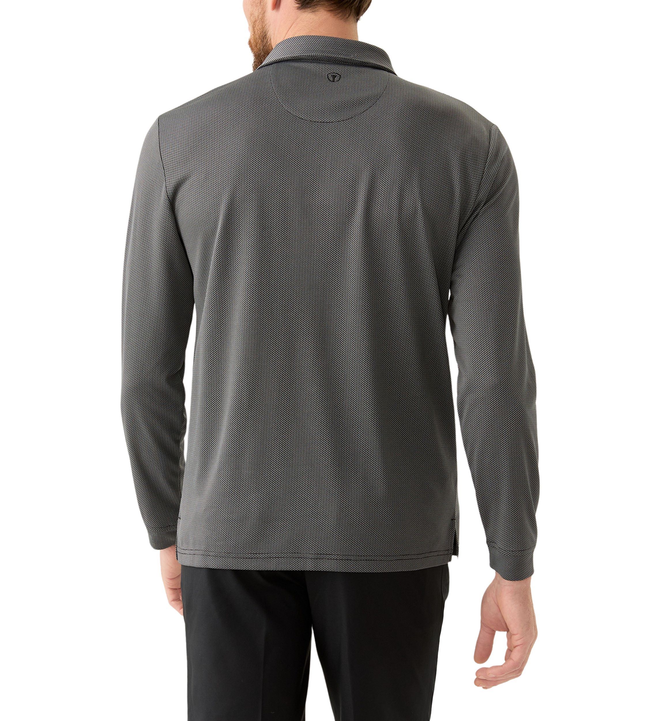 Mens Long Sleeve Jacquard Polo Shirt 