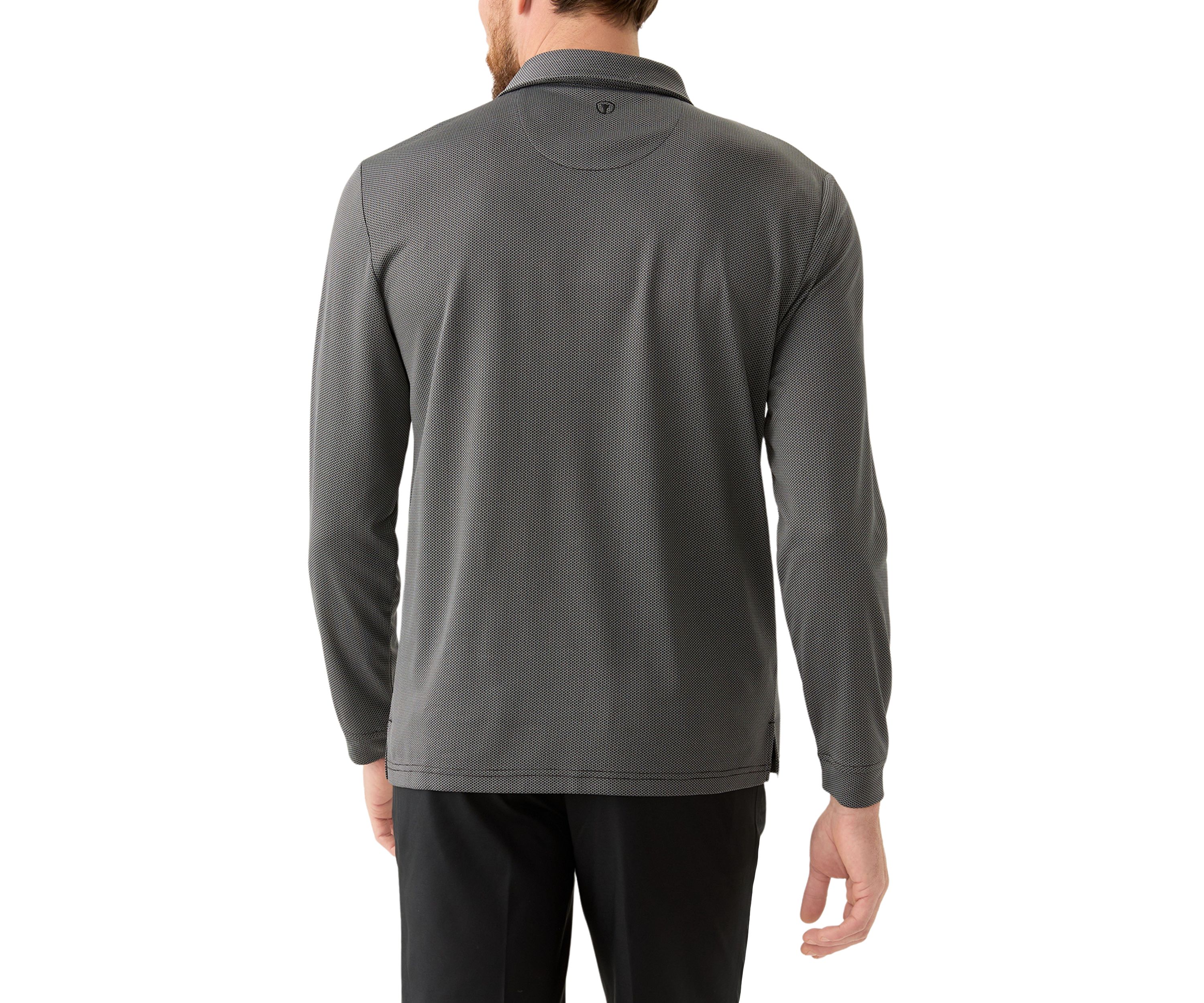Mens Long Sleeve Jacquard Polo Shirt 