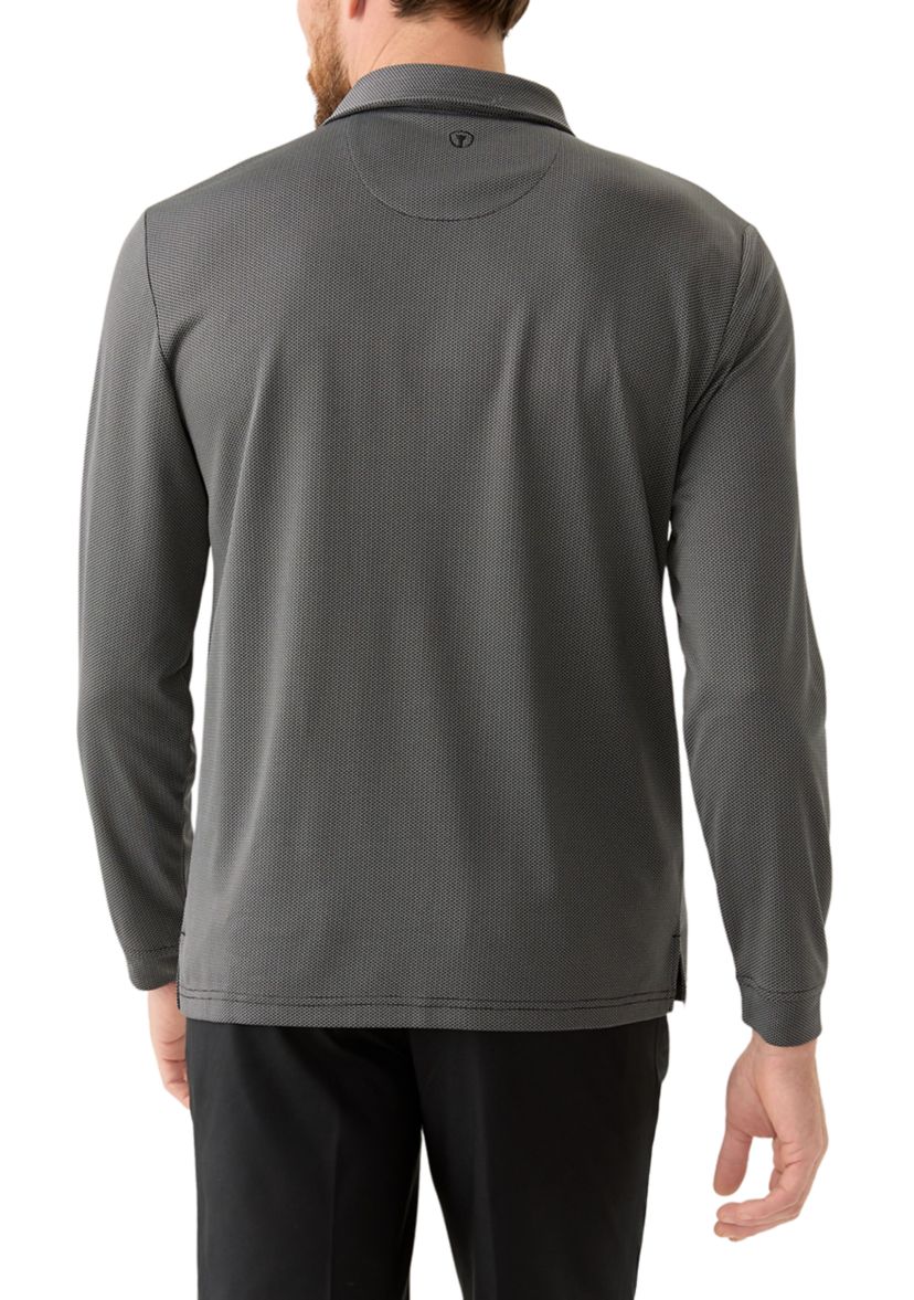 Mens Long Sleeve Jacquard Polo Shirt 