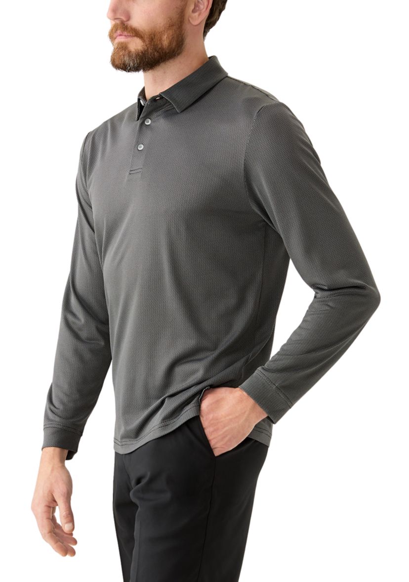 Mens Long Sleeve Jacquard Polo Shirt 