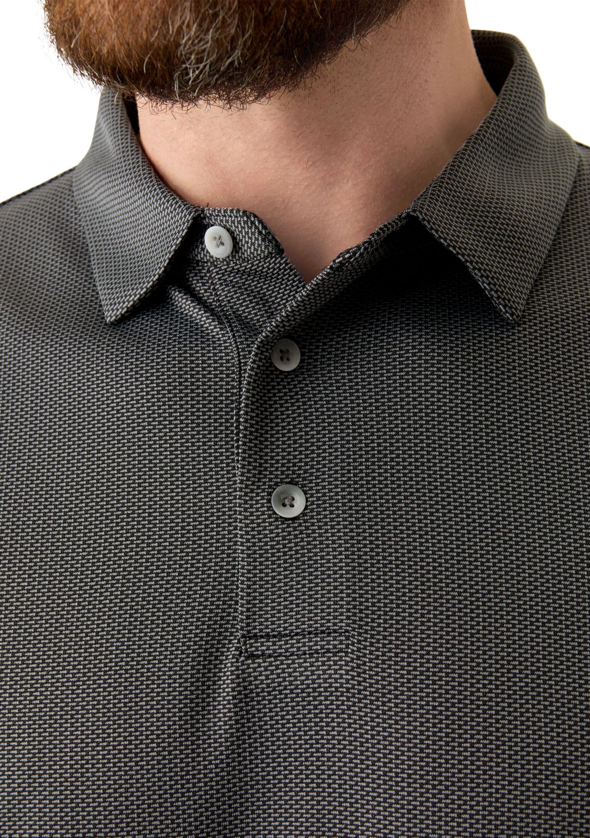 Mens Long Sleeve Jacquard Polo Shirt 
