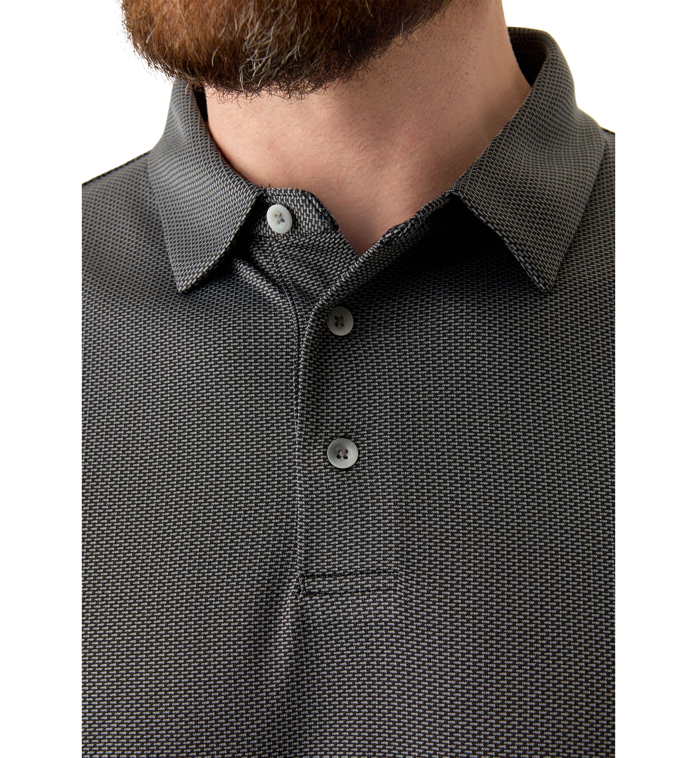Mens Long Sleeve Jacquard Polo Shirt 