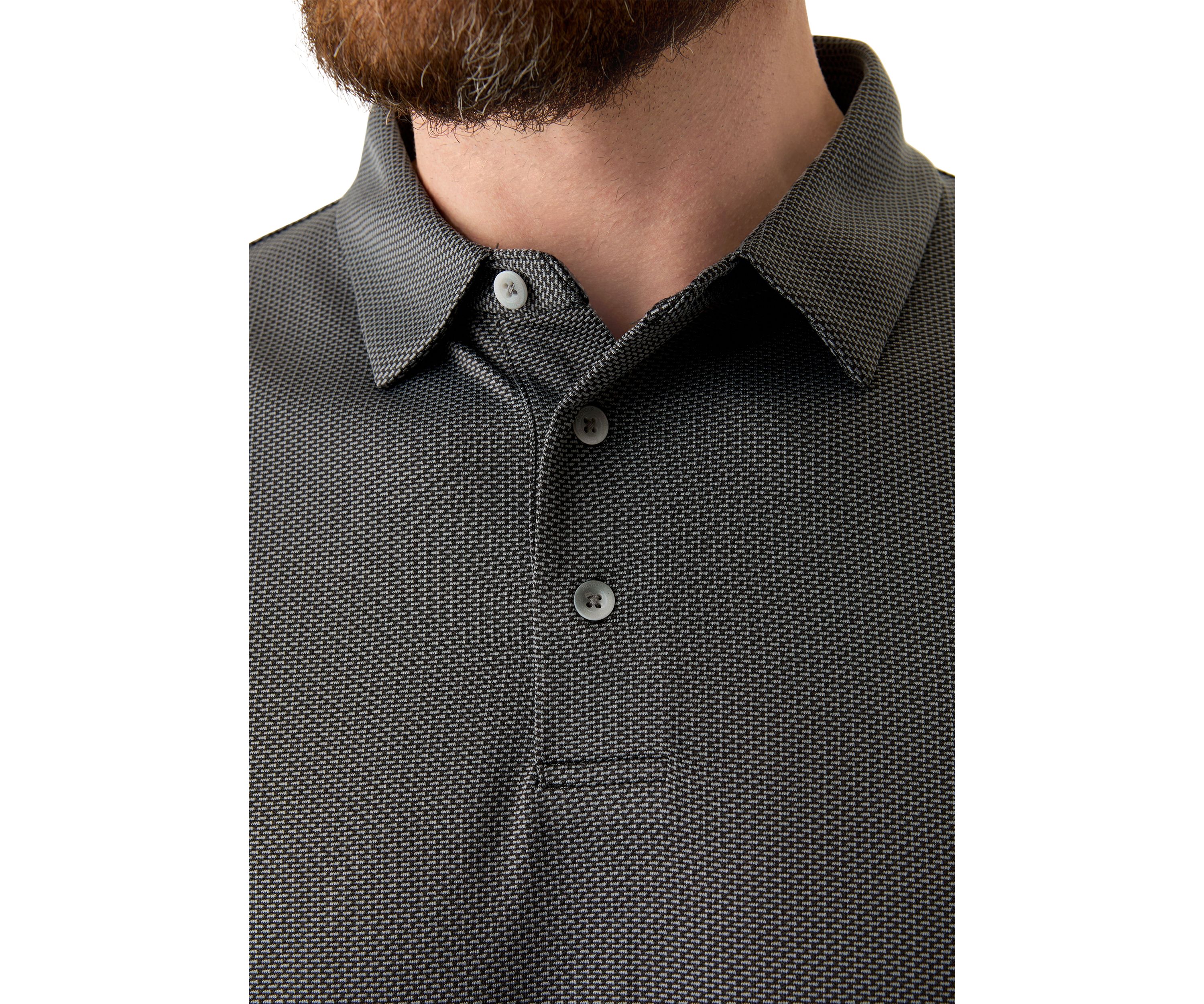 Mens Long Sleeve Jacquard Polo Shirt 