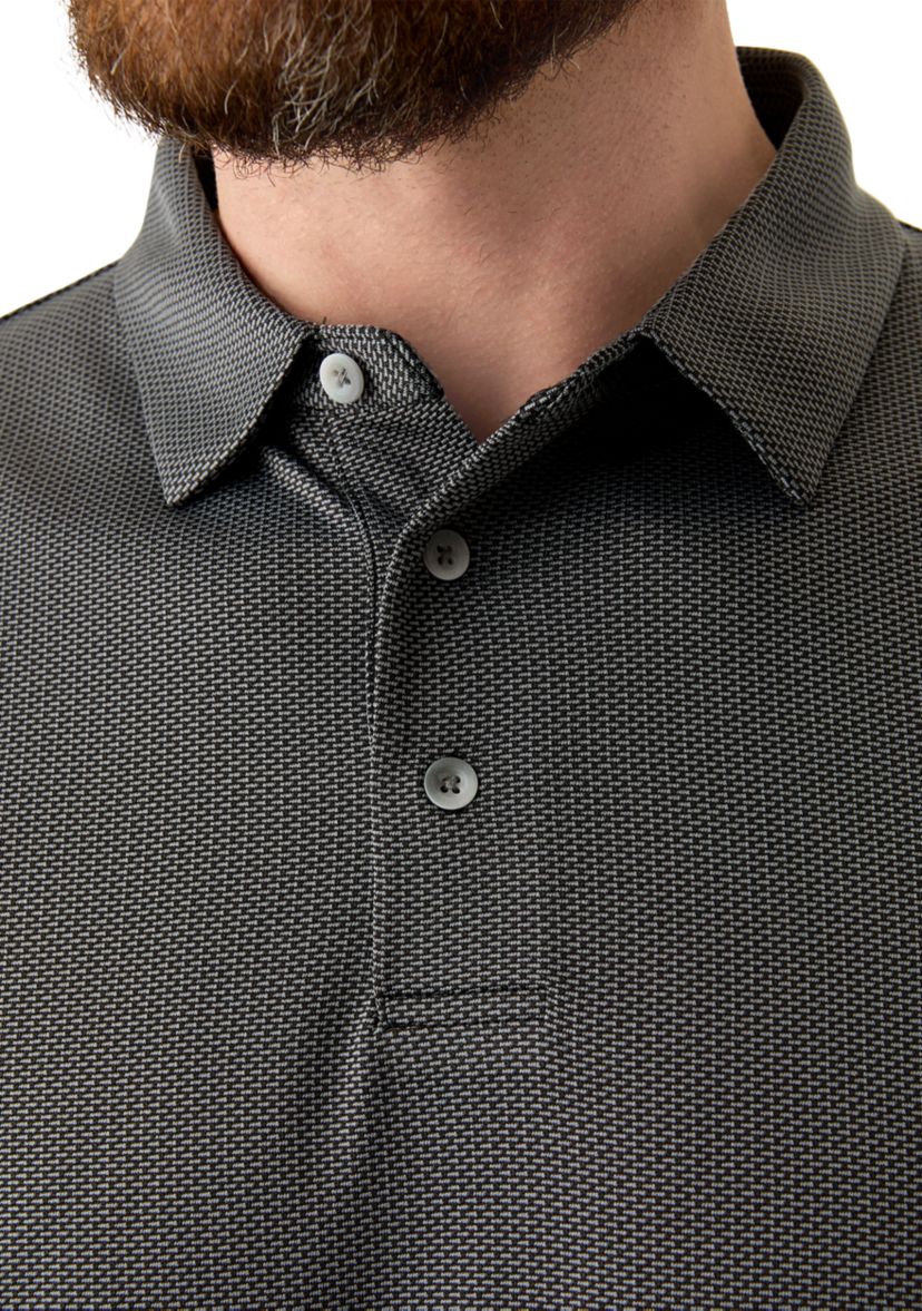 Mens Long Sleeve Jacquard Polo Shirt 