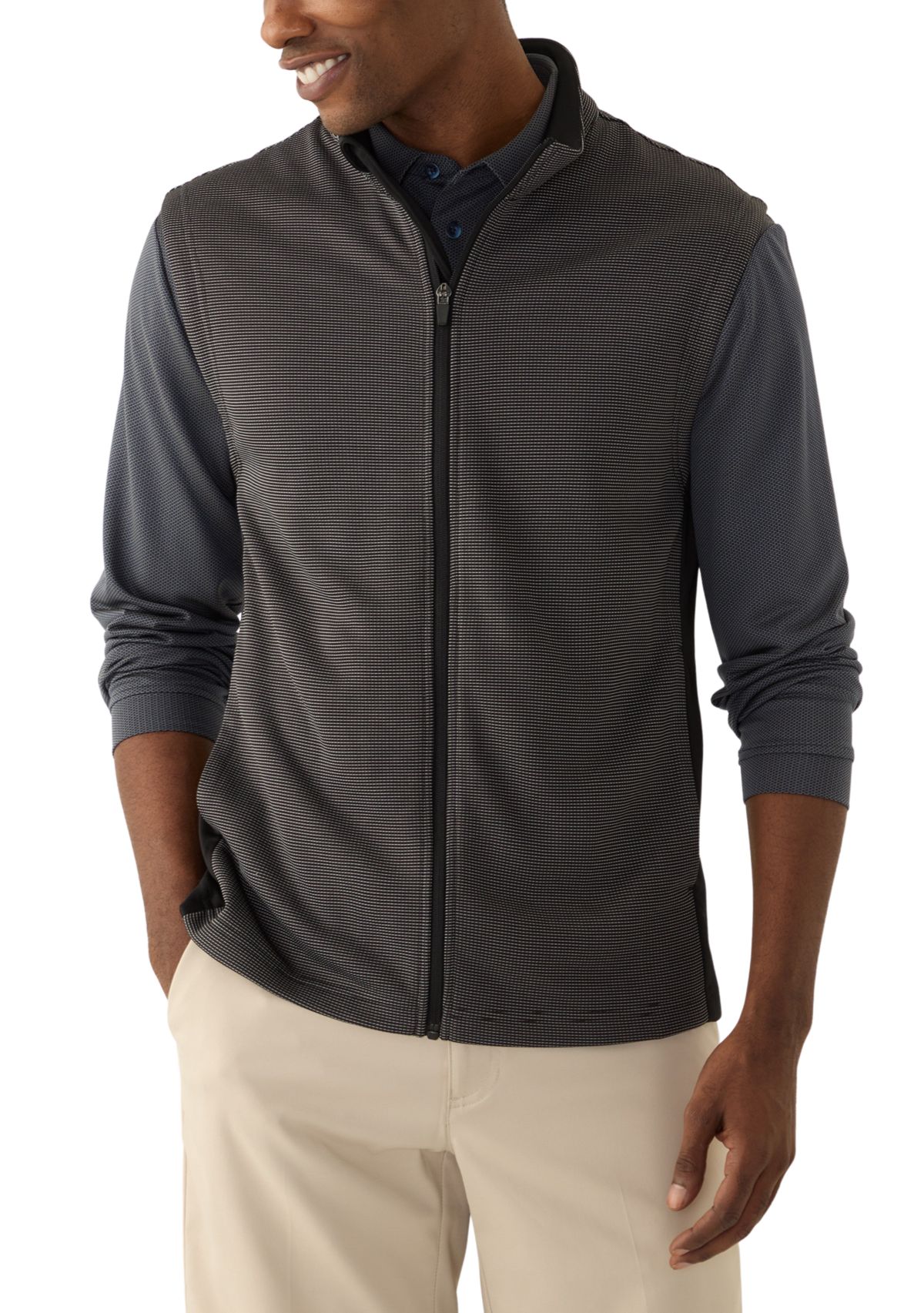 Mens Full Zip Micro Jacquard Vest
