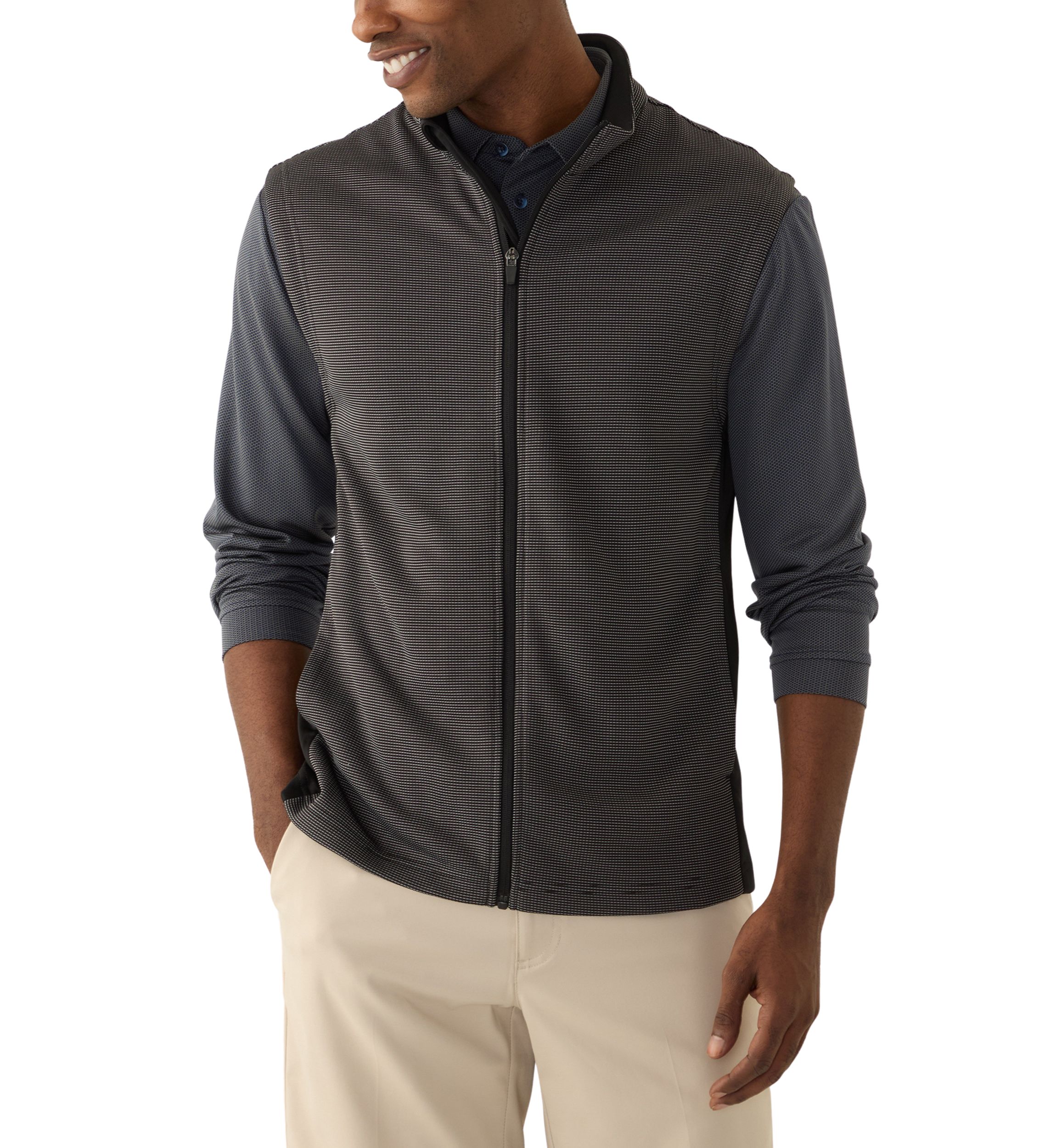 Mens Full Zip Micro Jacquard Vest