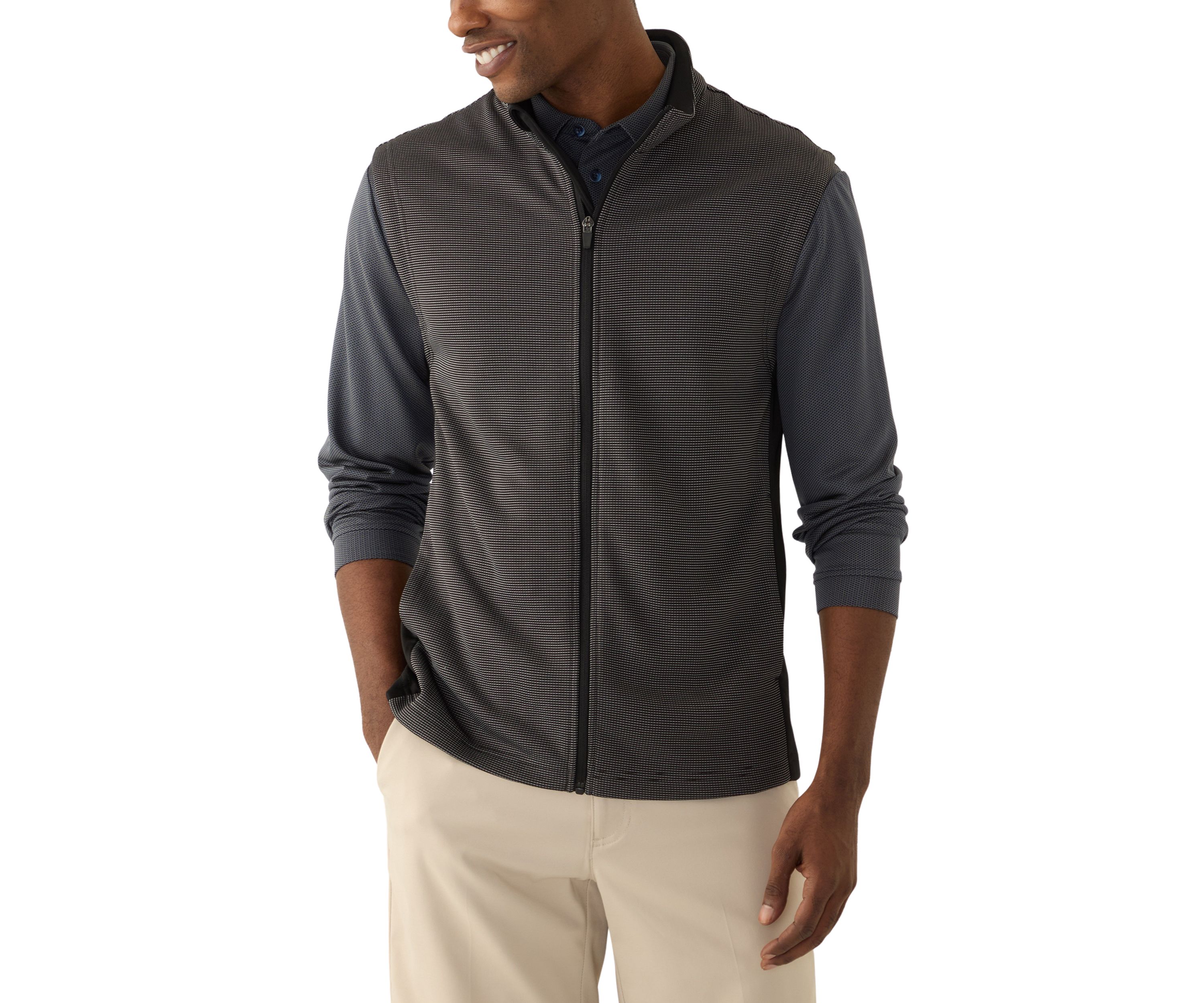 Mens Full Zip Micro Jacquard Vest