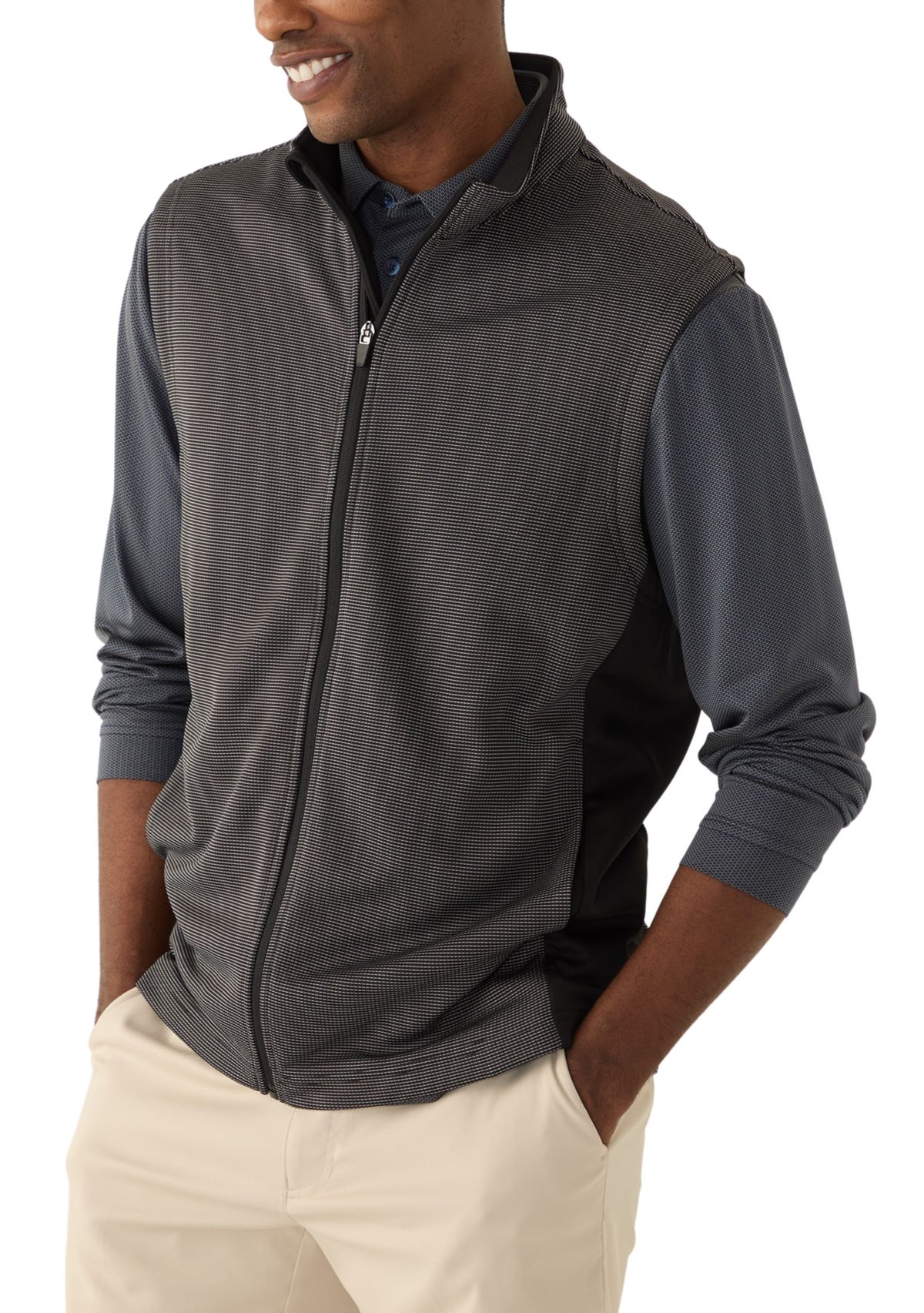 Mens Full Zip Micro Jacquard Vest