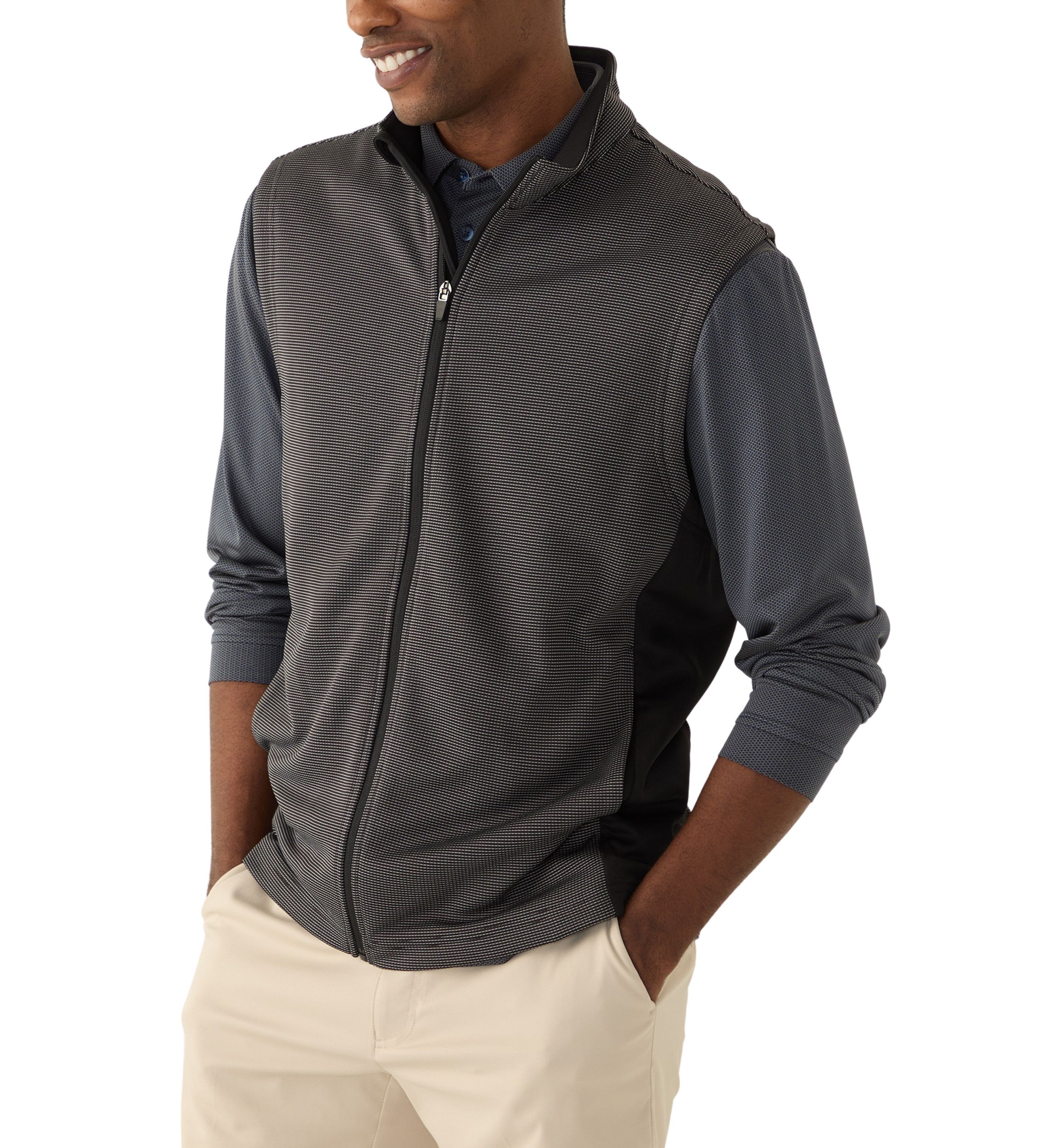 Mens Full Zip Micro Jacquard Vest