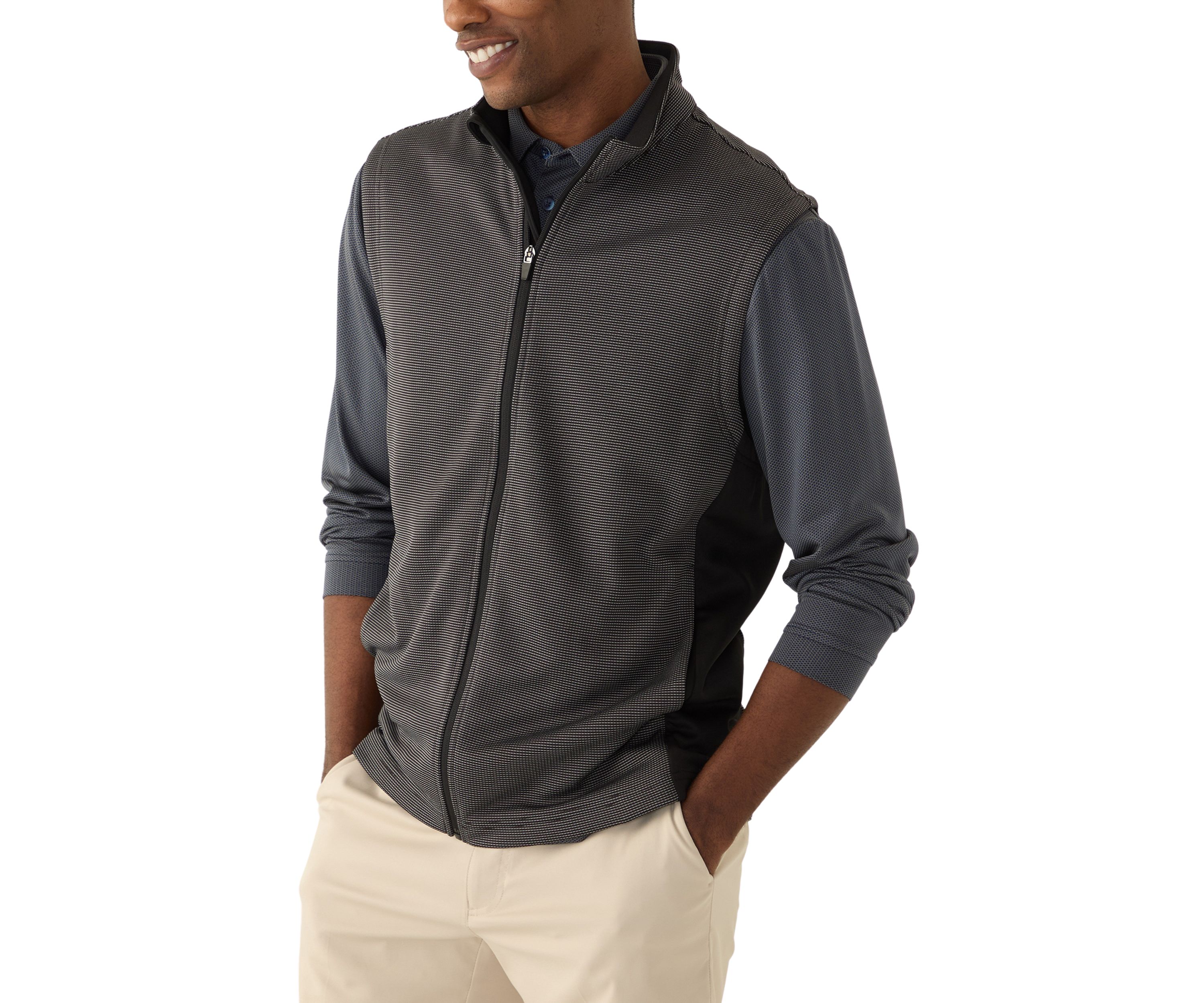 Mens Full Zip Micro Jacquard Vest