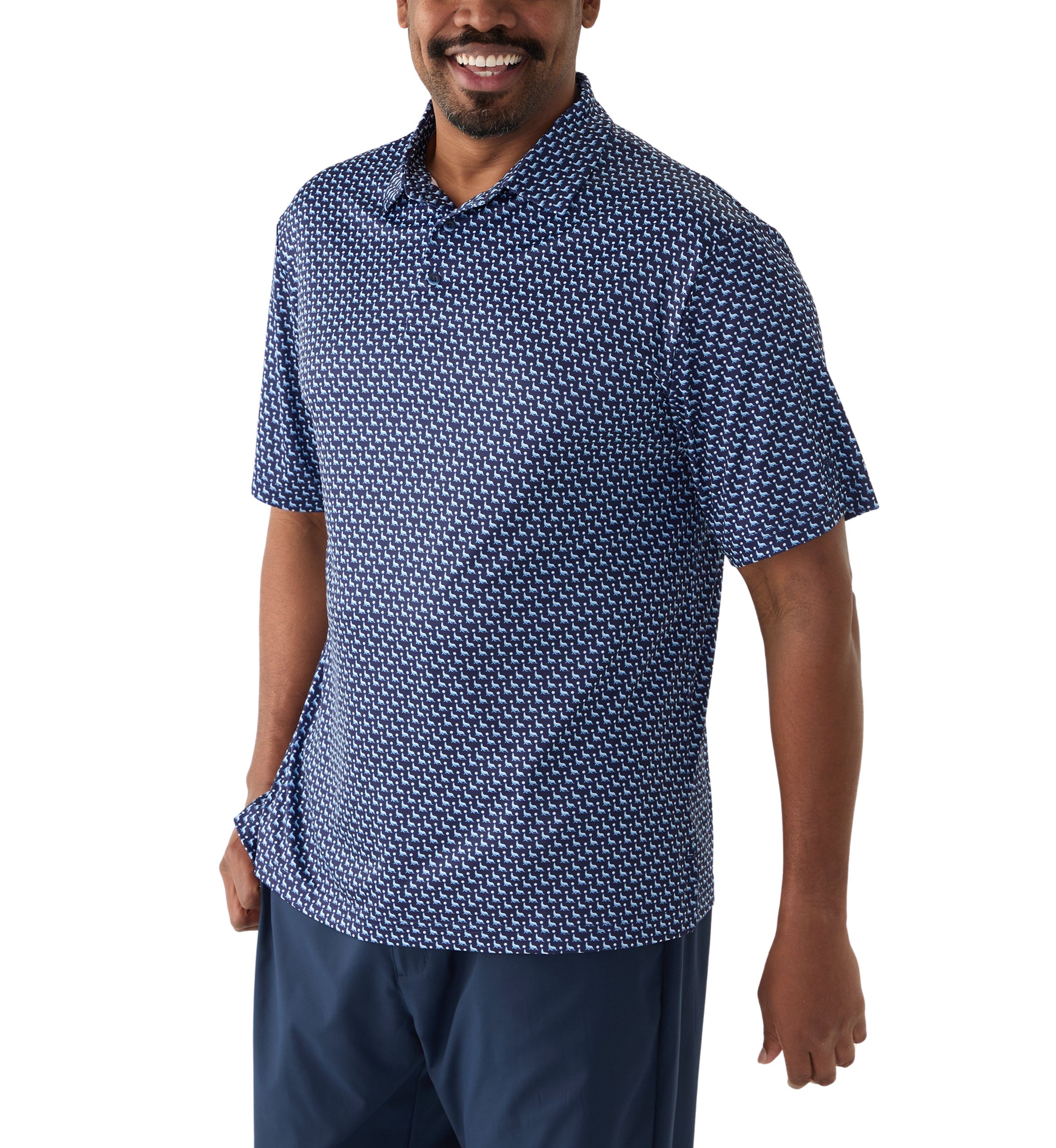 Big & Tall Circus Seal Printed Polo Shirt 