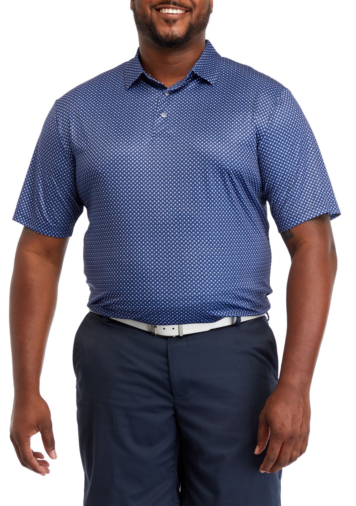 Big & Tall Short Sleeve Geo Print Polo Shirt 