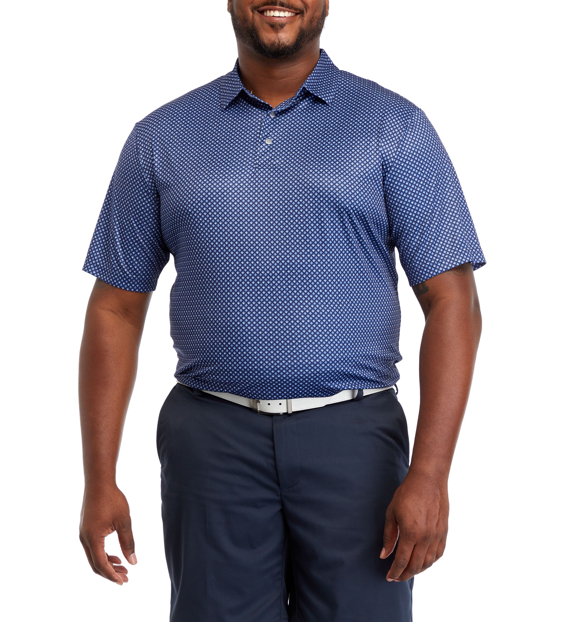Big & Tall Short Sleeve Geo Print Polo Shirt 