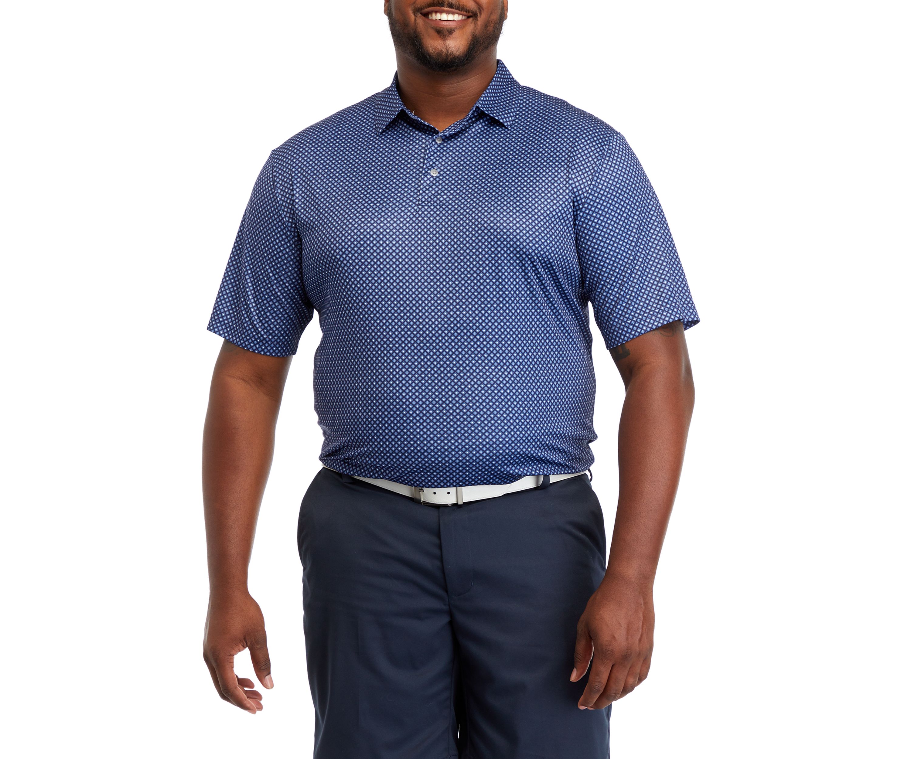 Big & Tall Short Sleeve Geo Print Polo Shirt 