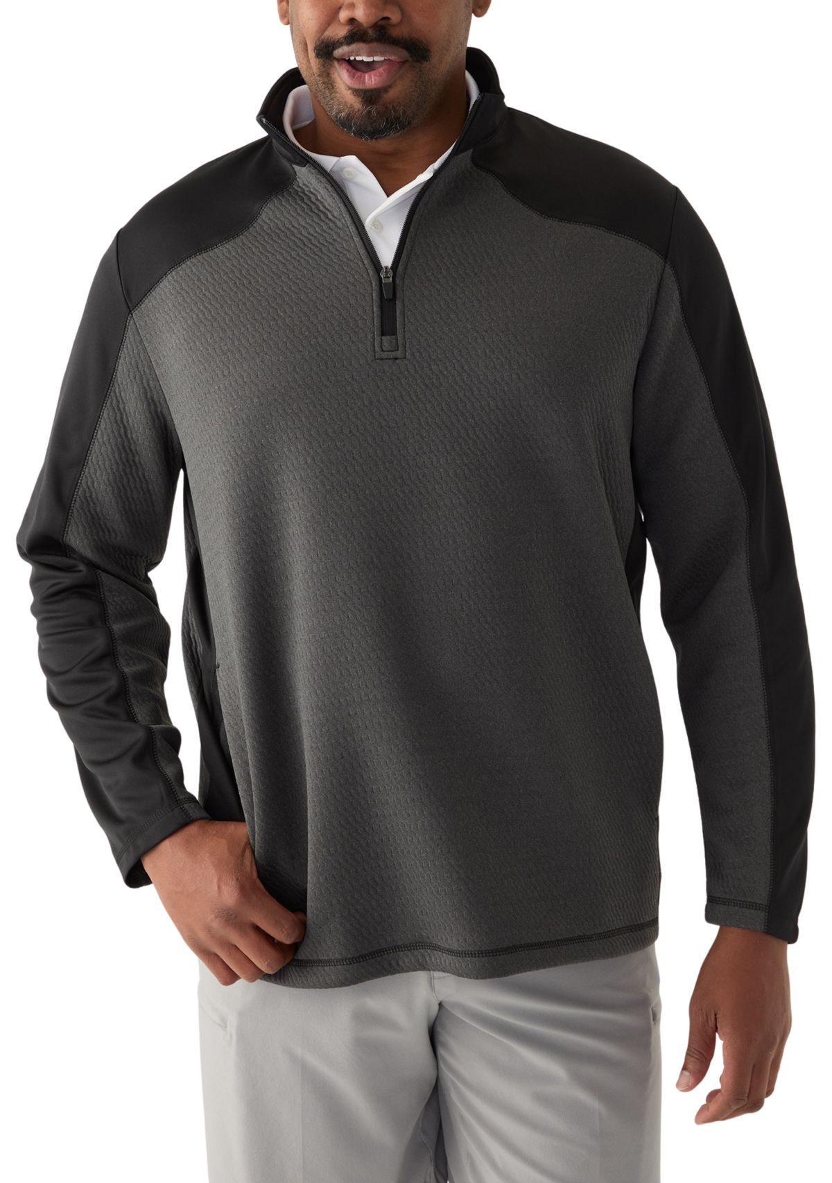 Big & Tall Long Sleeve Textured 1/4 Zip Pullover 