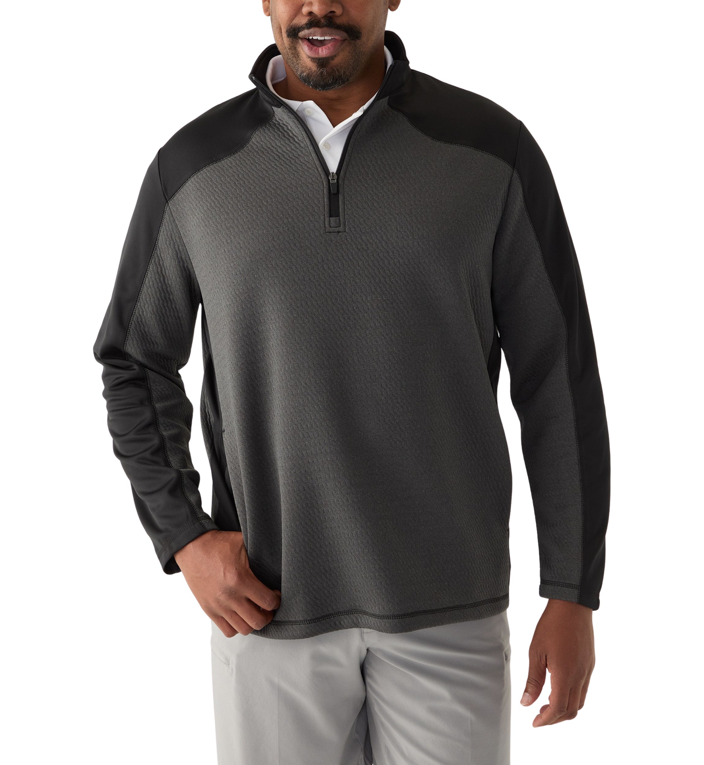 Big & Tall Long Sleeve Textured 1/4 Zip Pullover 