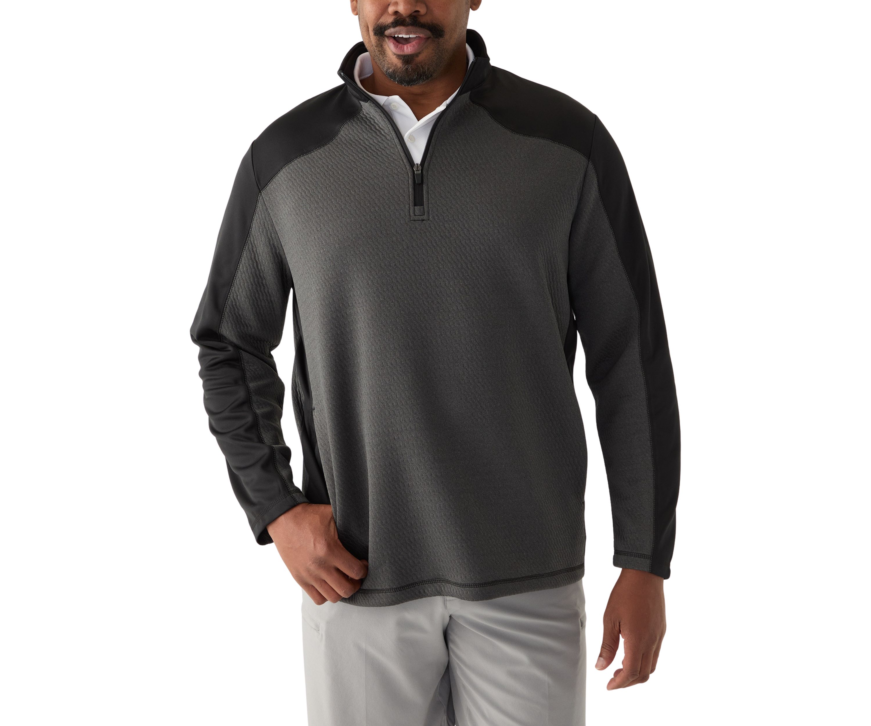 Big & Tall Long Sleeve Textured 1/4 Zip Pullover 