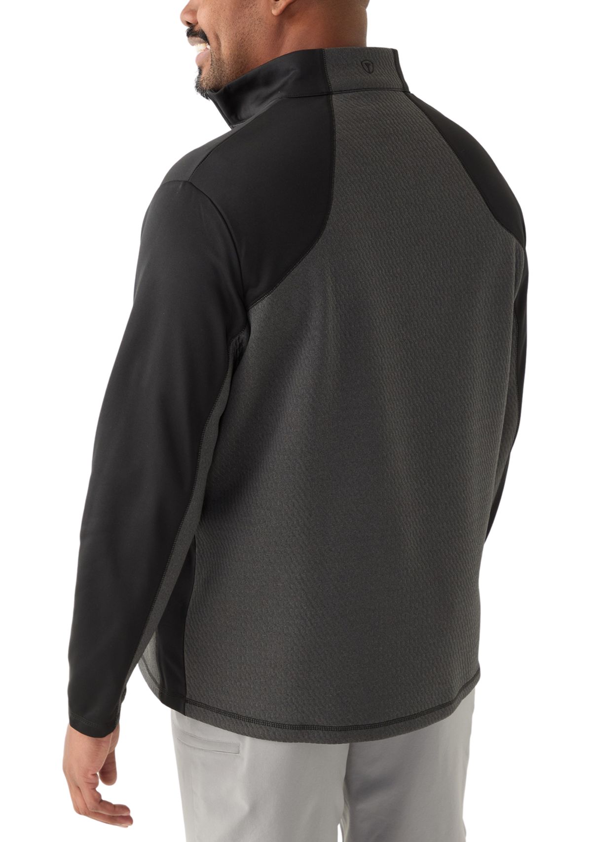 Big & Tall Long Sleeve Textured 1/4 Zip Pullover 