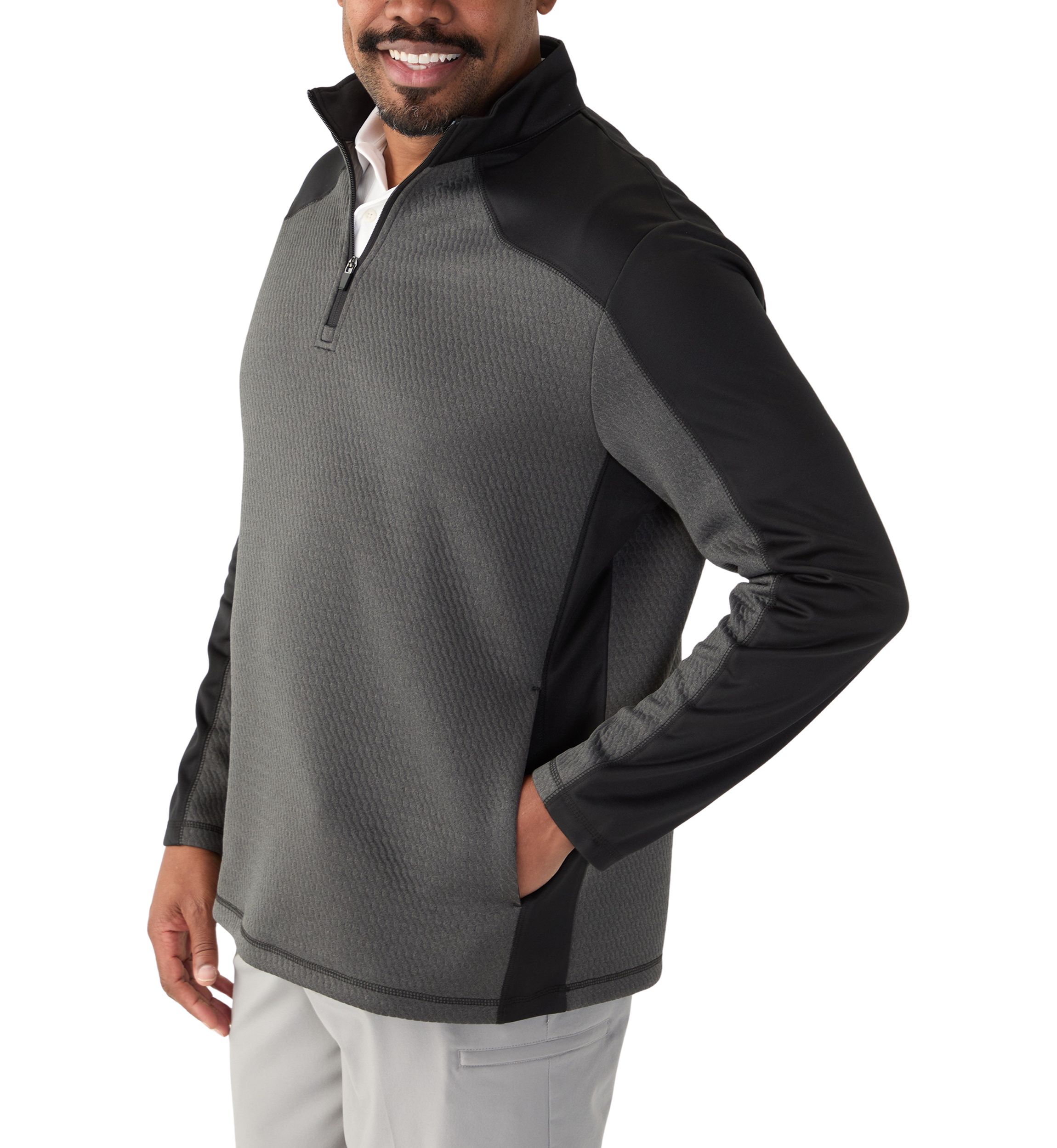 Big & Tall Long Sleeve Textured 1/4 Zip Pullover 