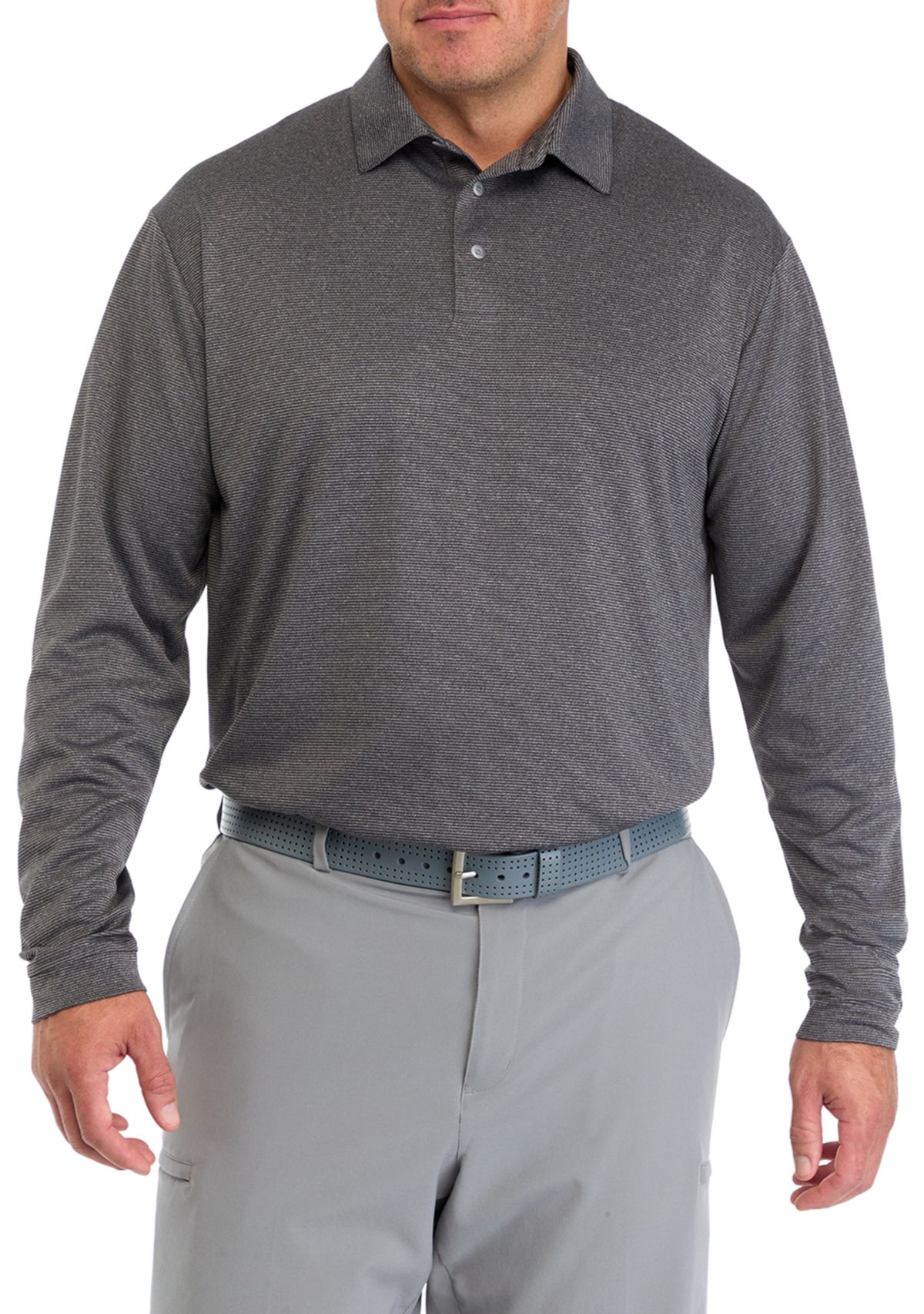 Big & Tall Long Sleeve Feeder Stripe Polo Shirt