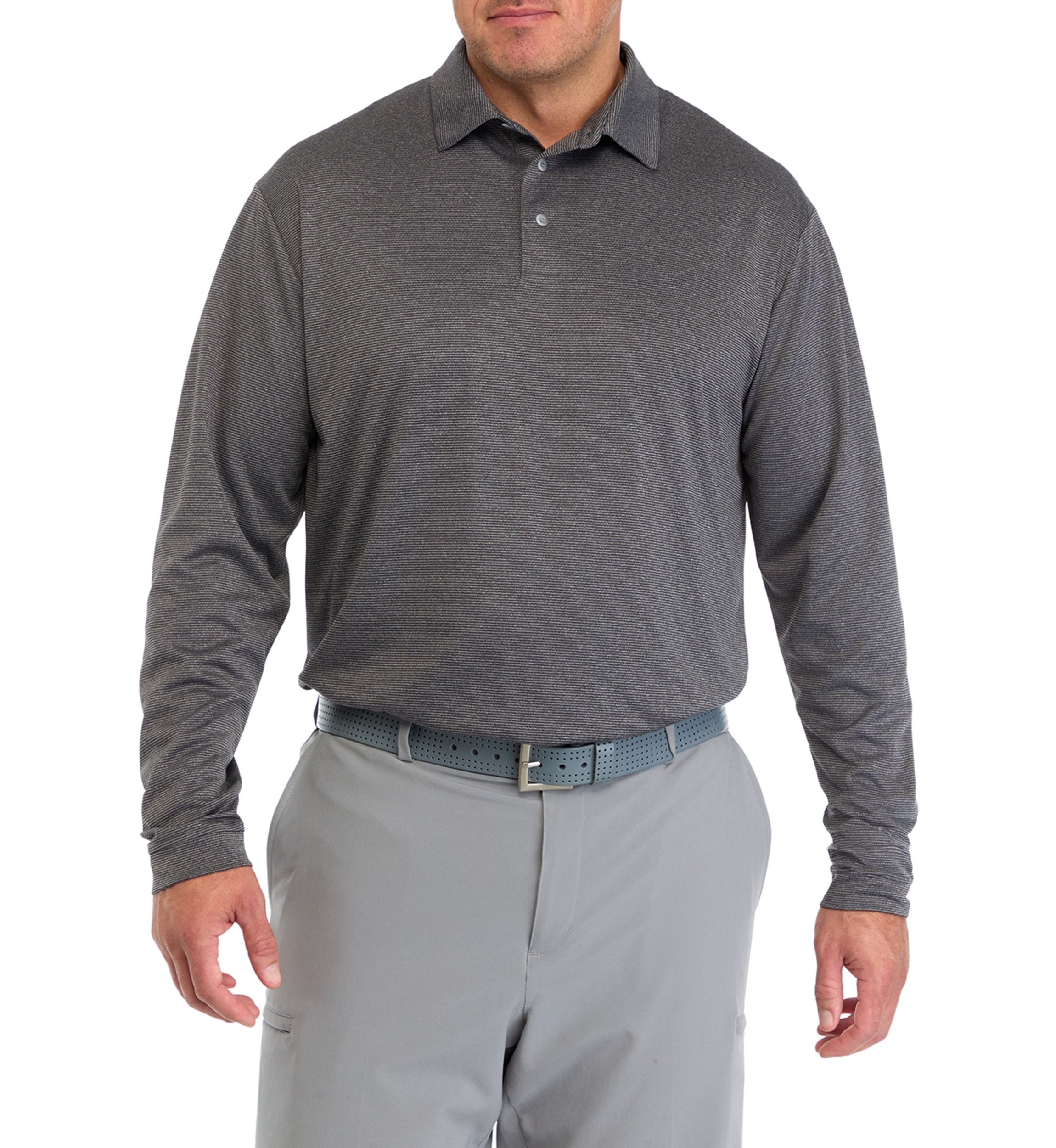 Big & Tall Long Sleeve Feeder Stripe Polo Shirt