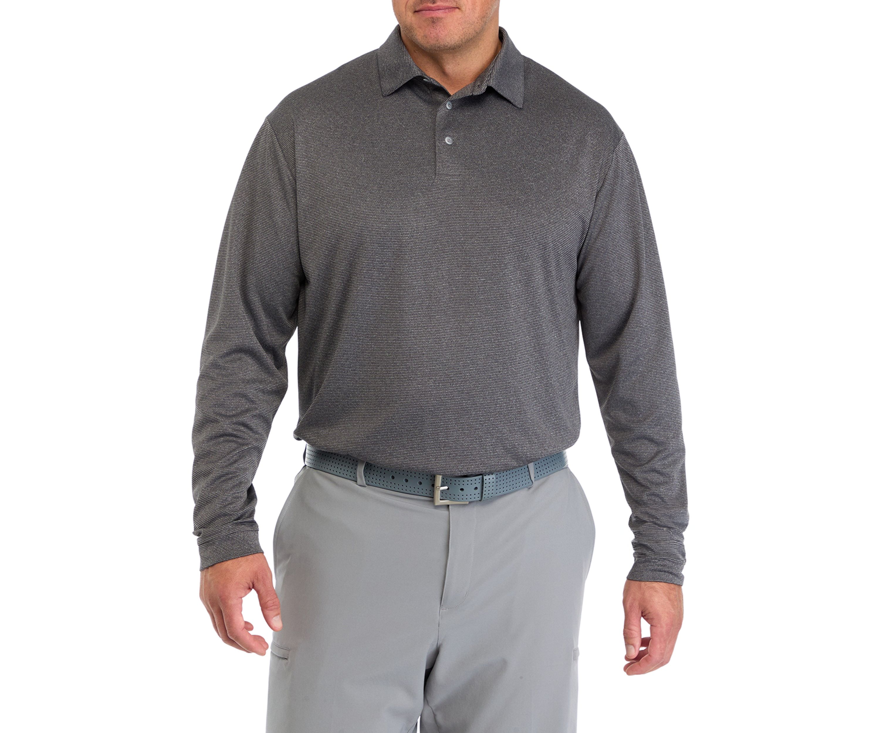 Big & Tall Long Sleeve Feeder Stripe Polo Shirt