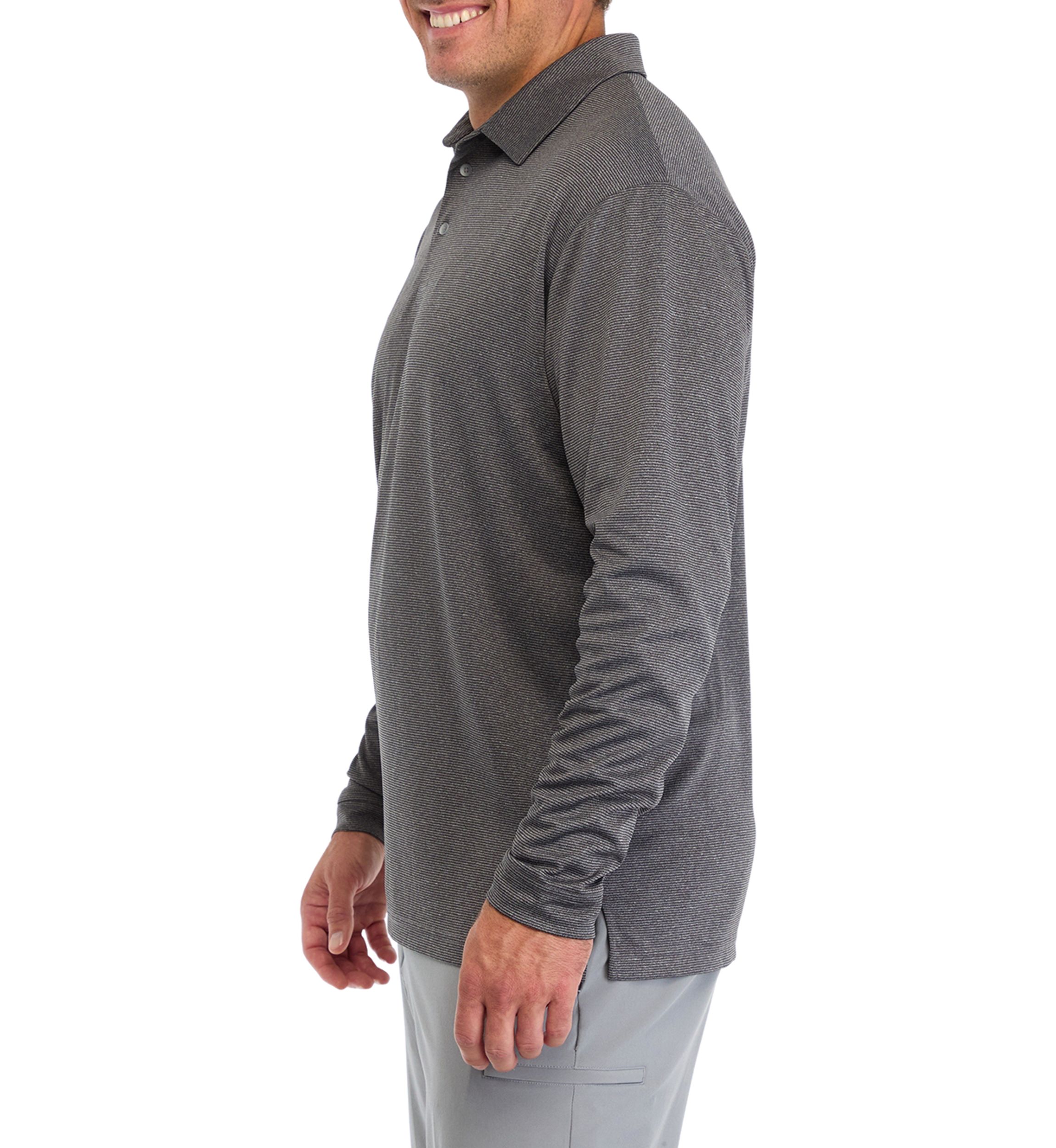 Big & Tall Long Sleeve Feeder Stripe Polo Shirt